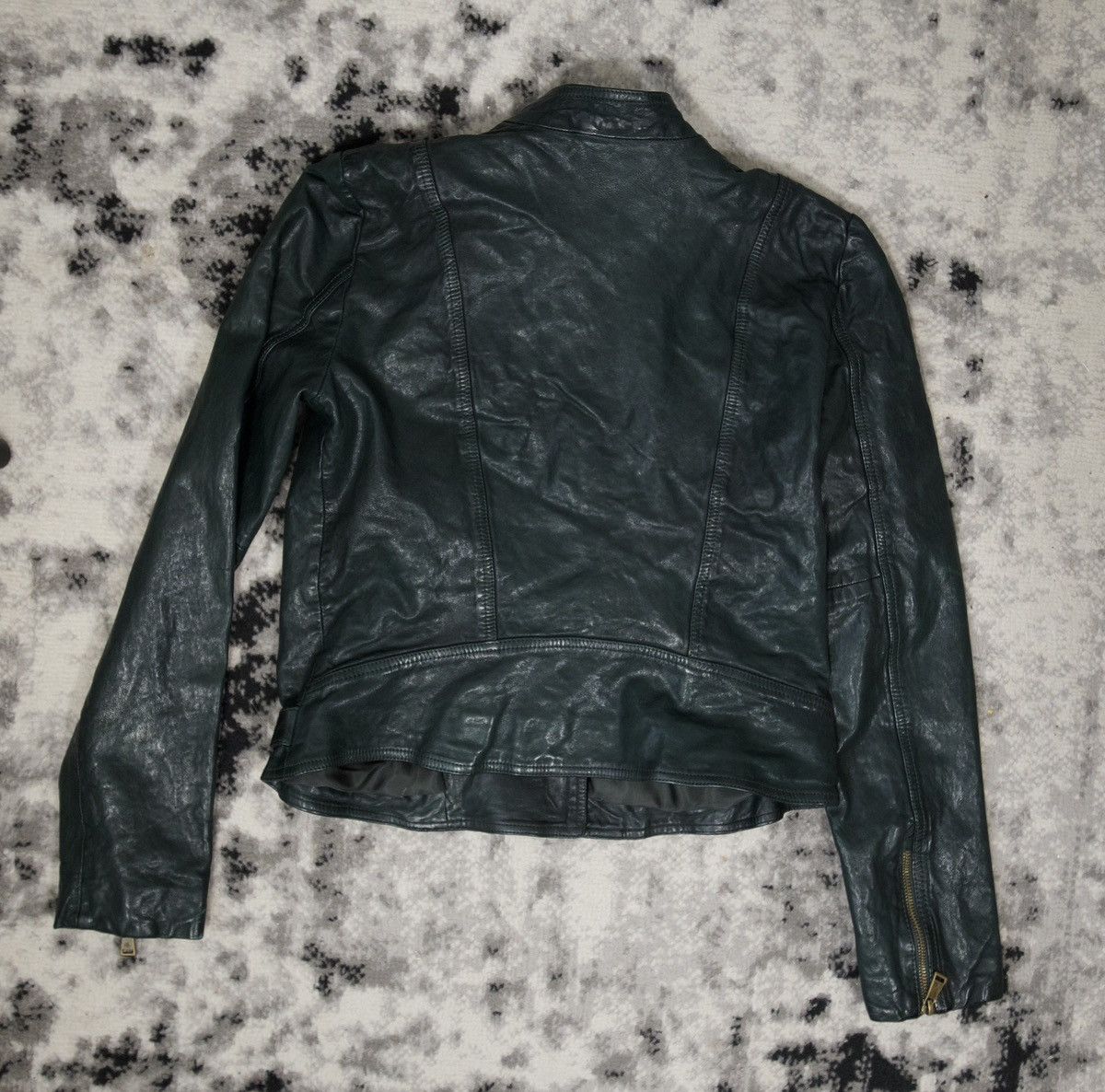 Rare Lauren Ralph Lauren Dark Green Leather Biker Jacket
