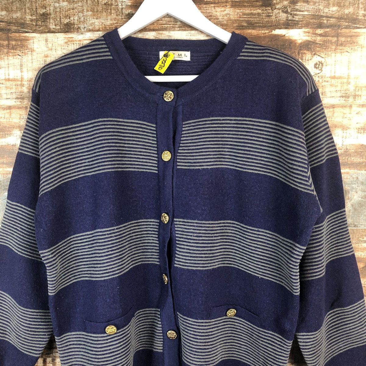 Homespun Knitwear × Japanese Brand Elemi Purple stripe cardigan Knitwear #A2270 Size M / US 6-8 / IT 42-44 - 5 Thumbnail