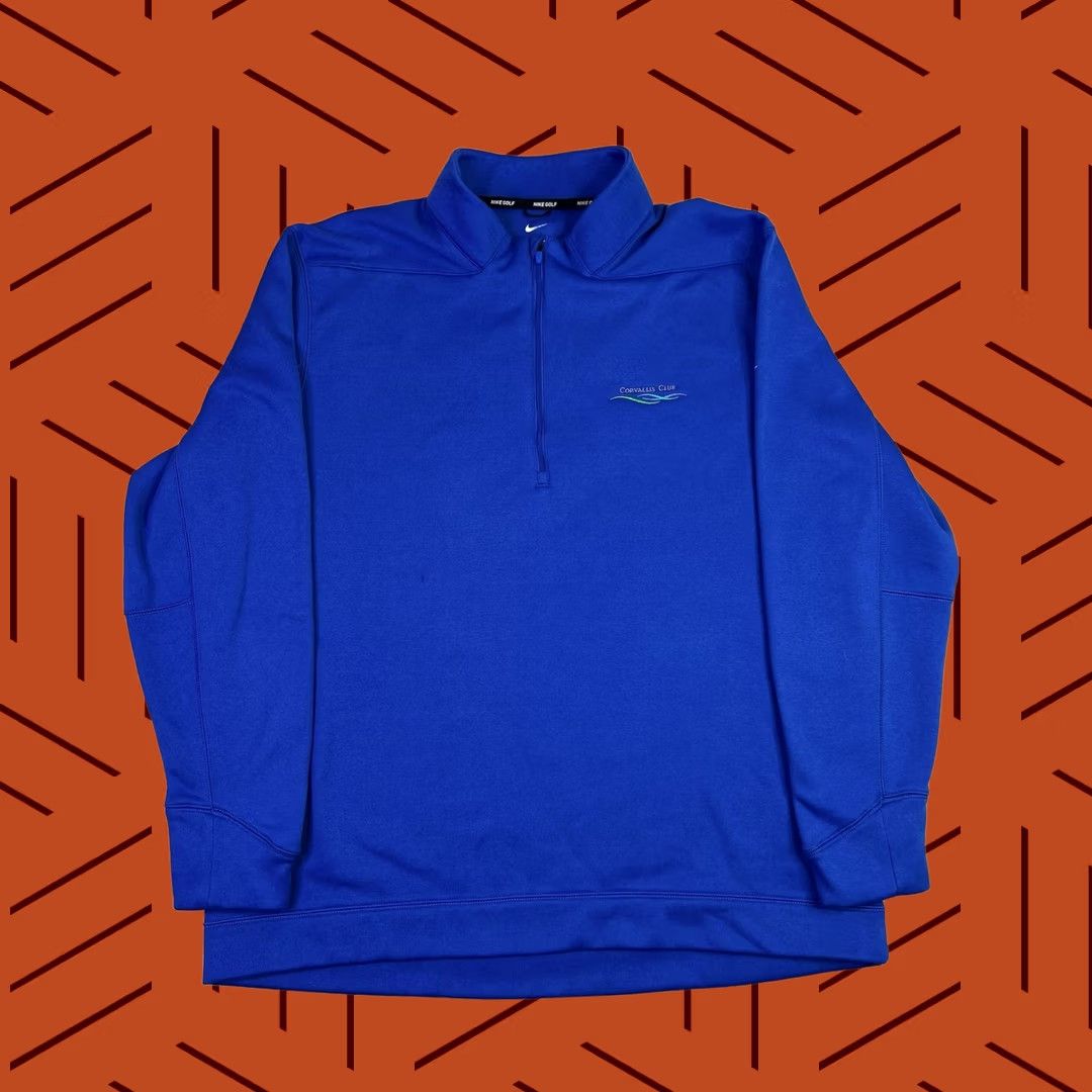 Nike Golf Pullover Sweater Mens 1XL Blue Quarter Zip Corvallis Club Logo, Men's