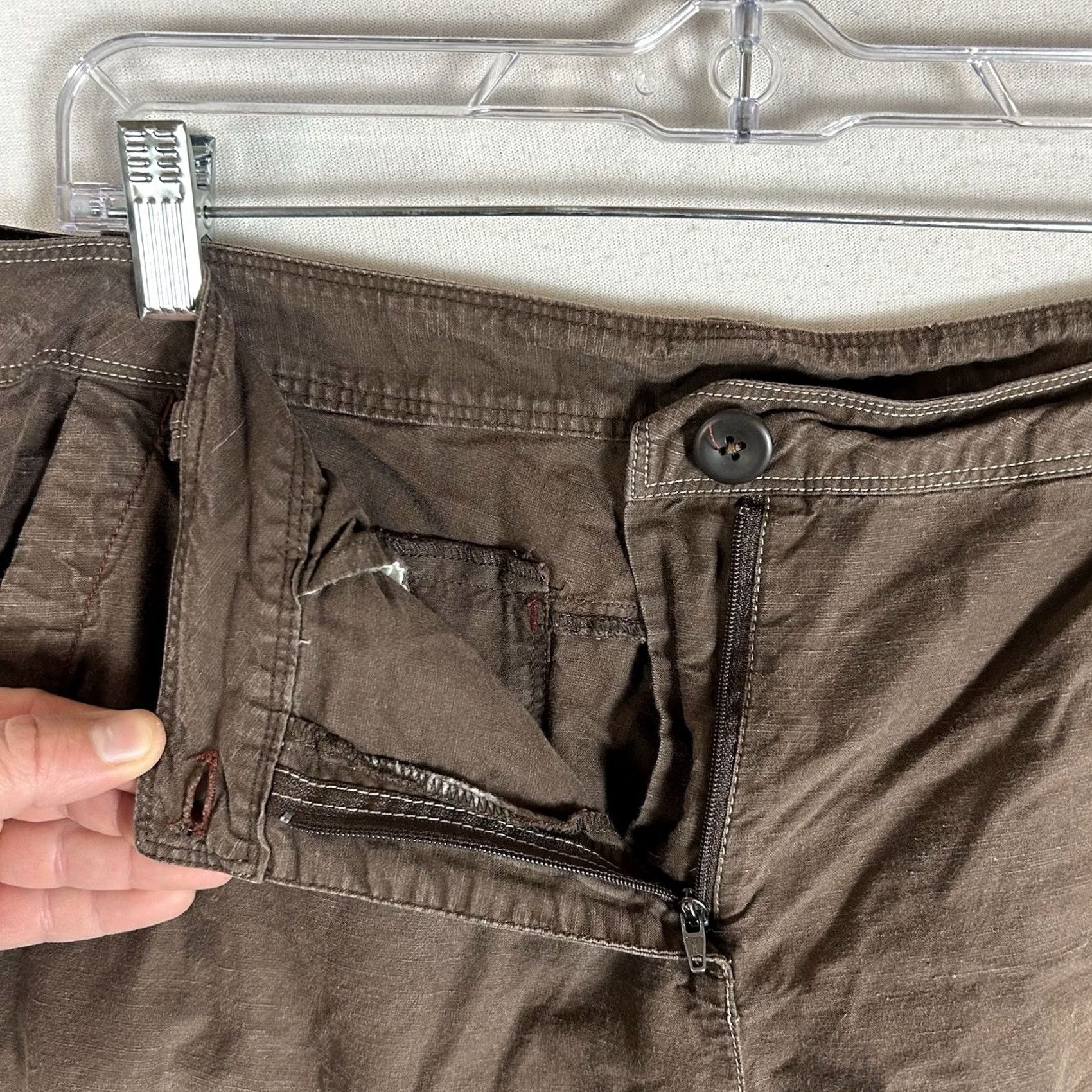 Marmot Marmot Capri Pants Women's 10 Hemp & Organic Cotton Fabric Draw String Hem Brown Size 32" / US 10 / IT 46 - 4 Thumbnail