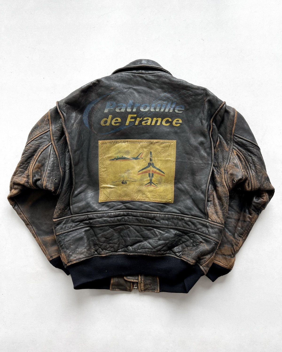 Pre-owned Avirex 1980s  'patrouille De France' Type G-1 Leather Jacket In Brown