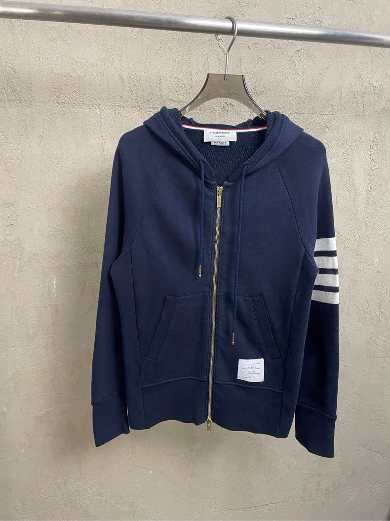 Thom Browne Thom browne Dark blue four-striped zipper jacket 2504-Nexta Size US S / EU 44-46 / 1 - 1 Thumbnail