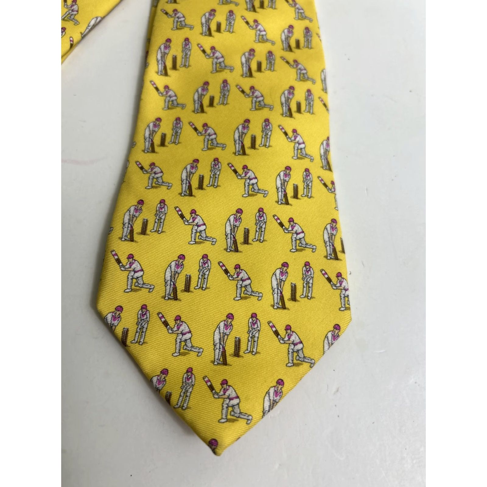 Ralph Lauren VINTAGE Ralph Lauren Silk Necktie Made Italy Yellow Cricket Men Size ONE SIZE - 2 Thumbnail