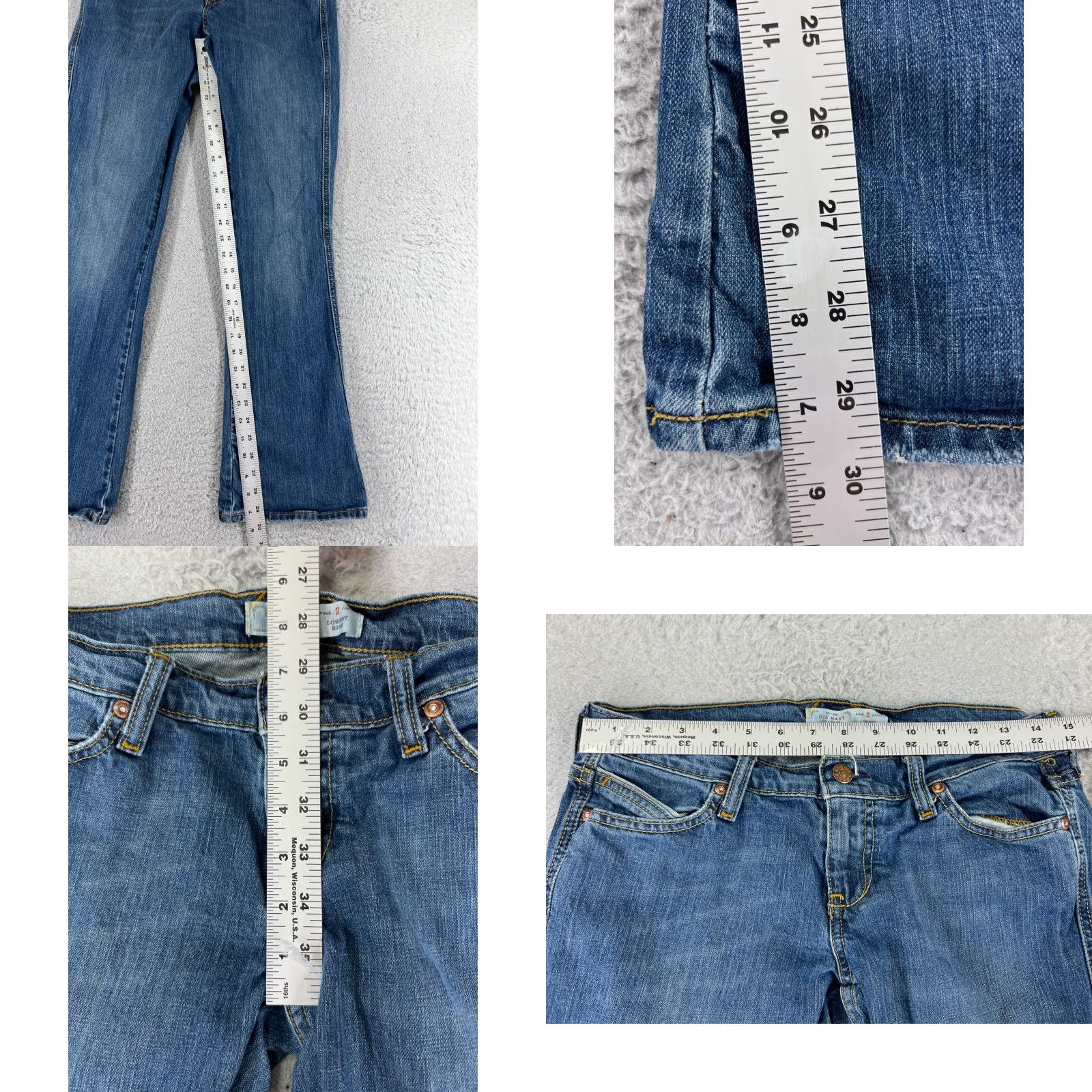 Old Navy Vintage Old Navy Women's Flare Jeans 27x30 Low Rise Blue Denim Cotton Blend 90s Style Size 26" / US 2 / IT 38 - 8 Thumbnail