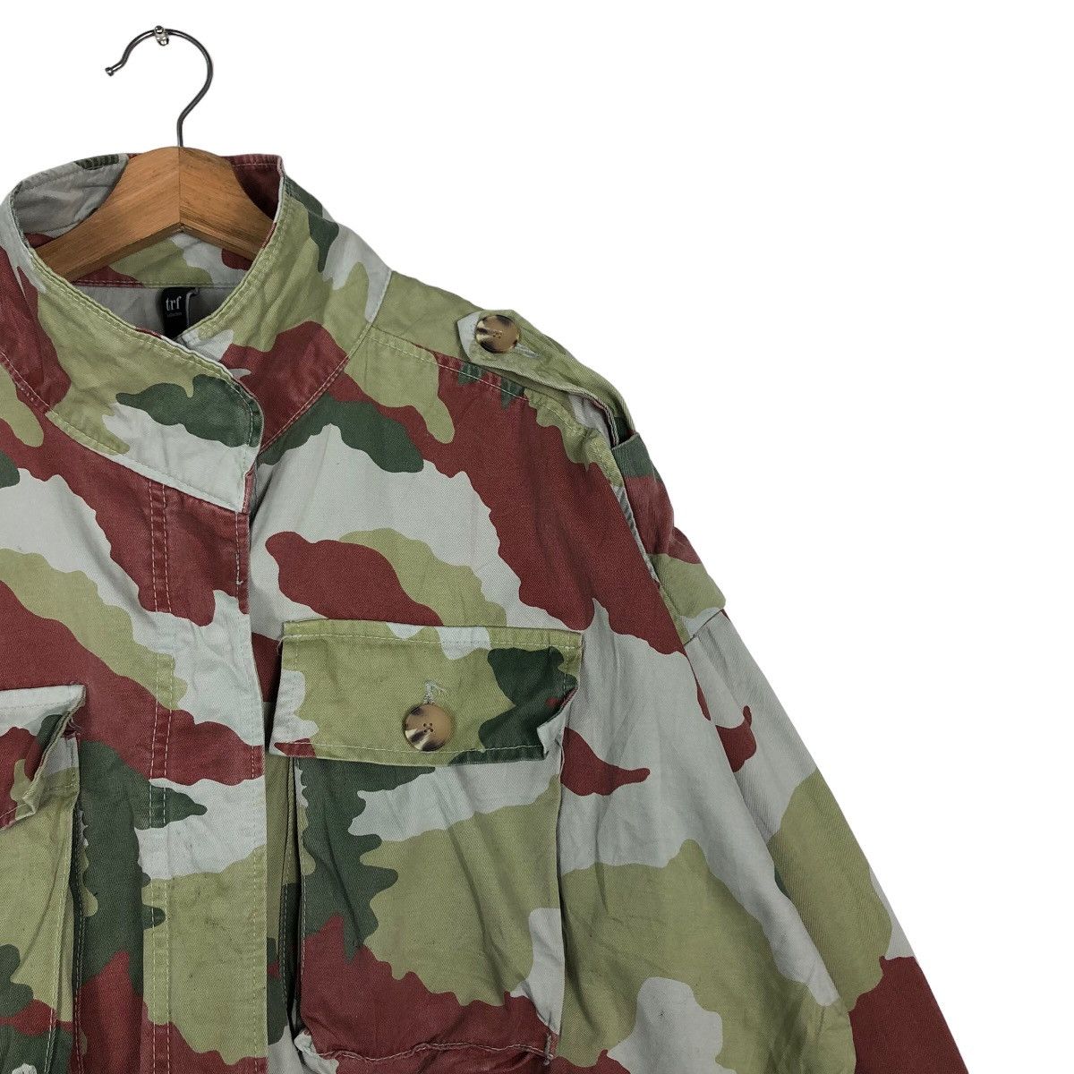Japanese Brand 🔥Vintage Cropped Biker Jacket Trf Japan Camouflage Army Size US M / EU 48-50 / 2 - 6 Thumbnail