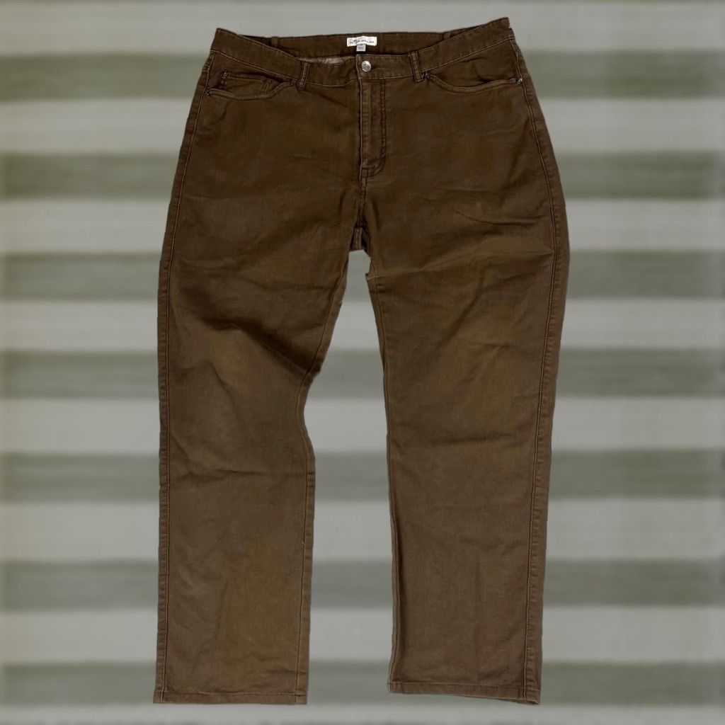 Peter Millar Peter Millar Crown Vintage Five-Pocket Pants Men’s 38x30 Canvas Chino Green Brown Straight Front Regular 98% Cotton 2% Spandex Size US 38 / EU 54 - 1 Thumbnail