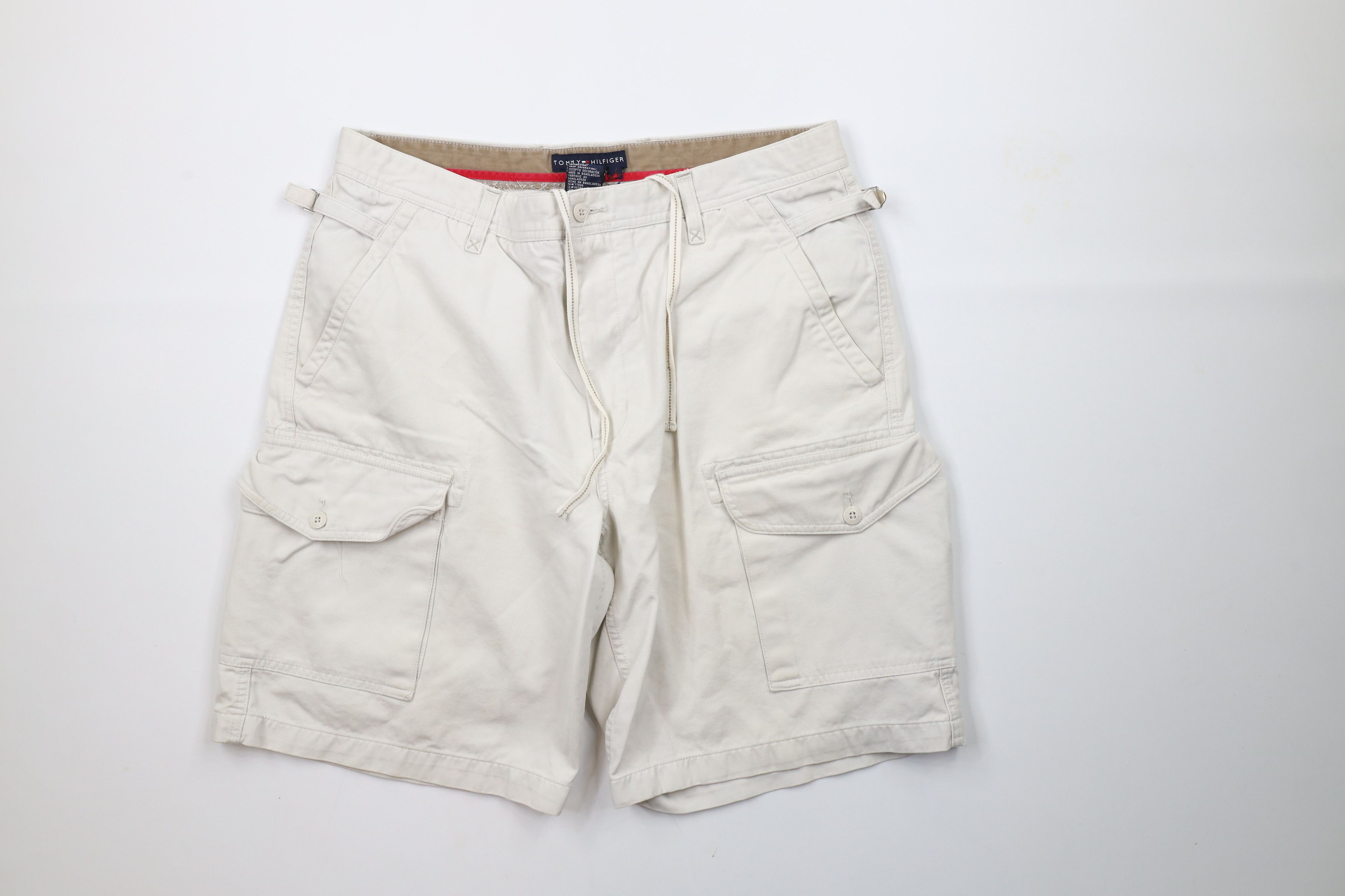Tommy Hilfiger × Vintage Vintage 90s Tommy Hilfiger Ribbed Side Buckle Cargo Shorts Size US 34 / EU 50 - 1 Thumbnail