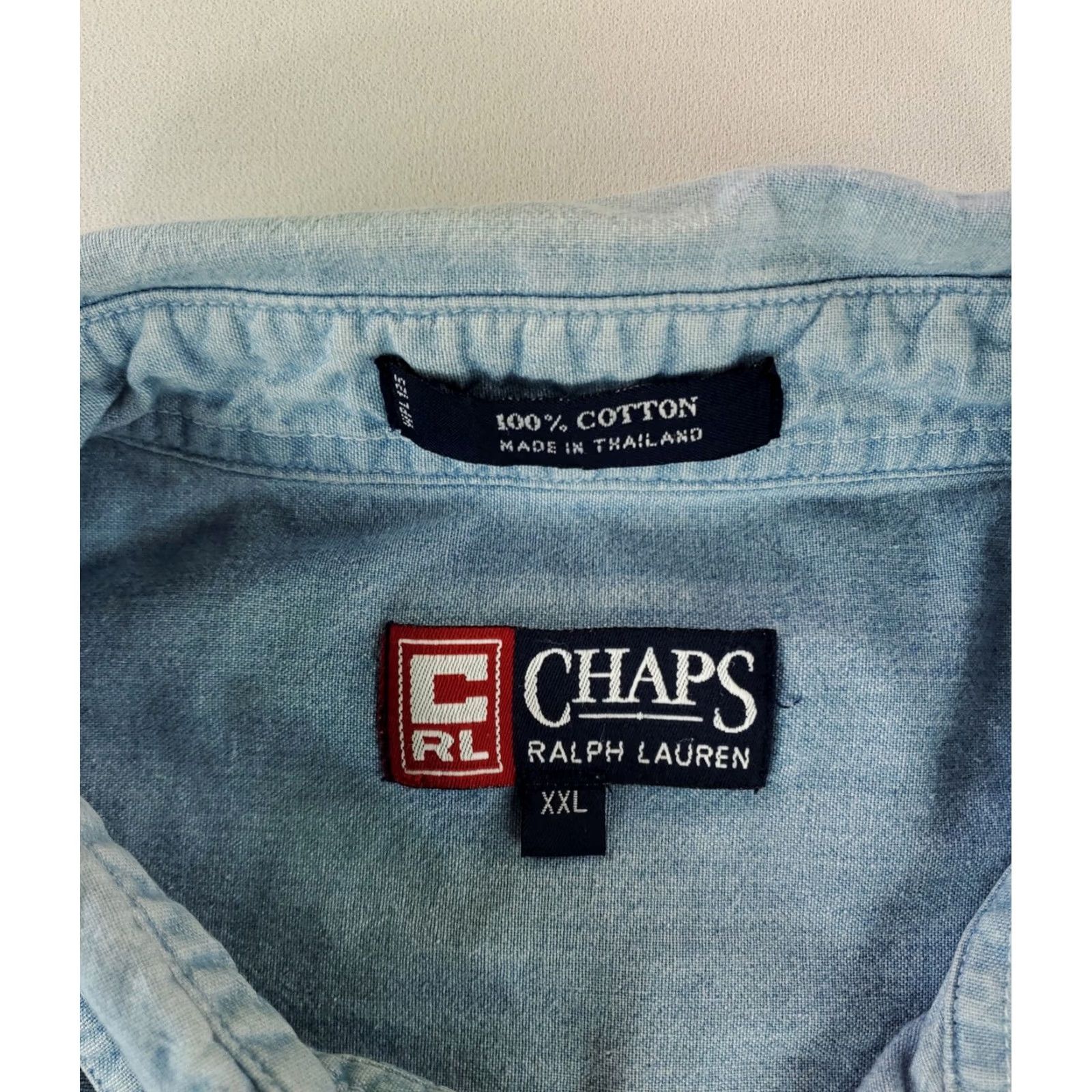 Chaps Chaps Shirt Denim Chambray USA Flag Blue Button Down Short Sleeve Mens XXL Shirt Size US XXL / EU 58 / 5 - 3 Thumbnail