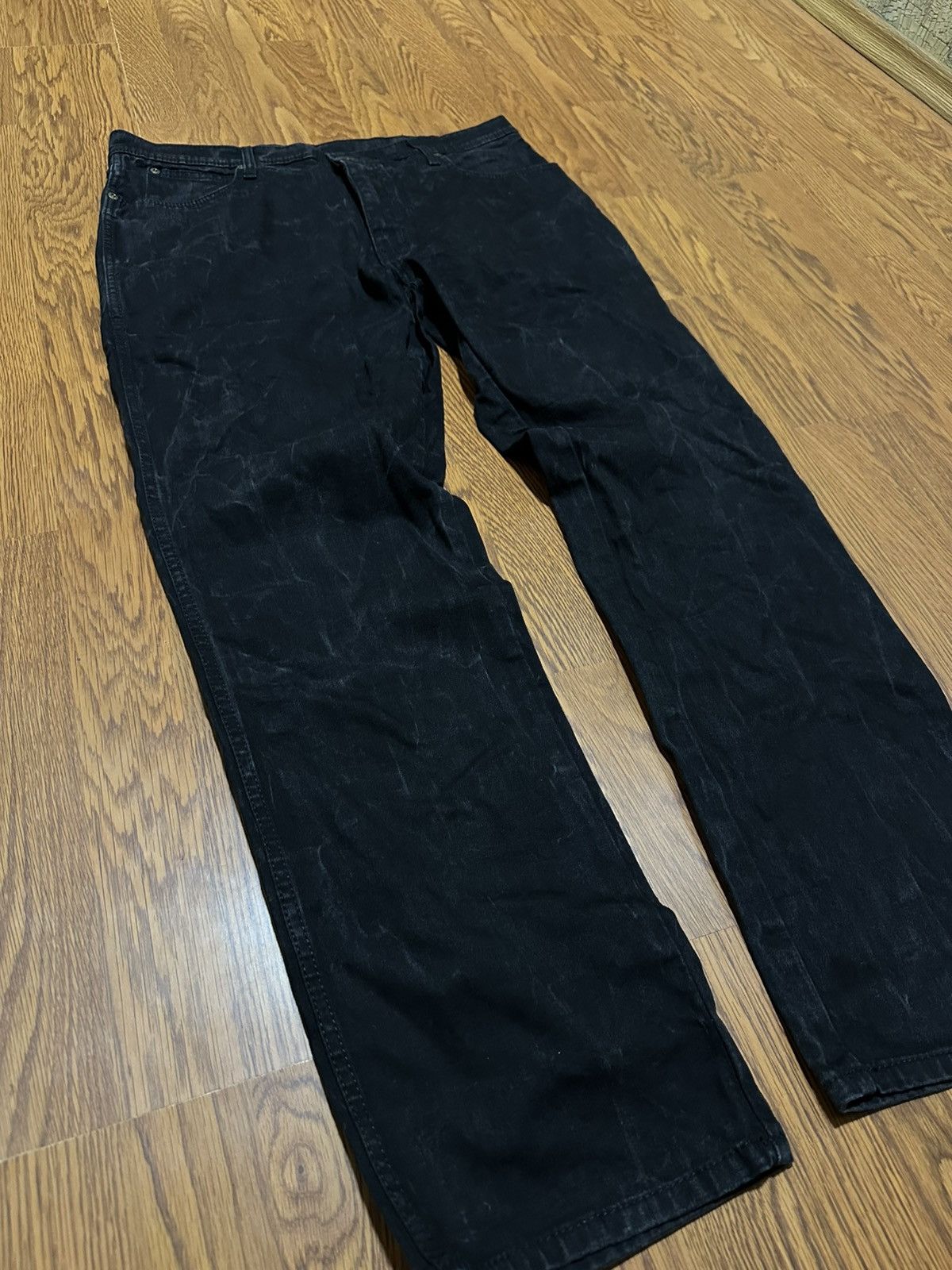 If Six Was Nine × Vintage × Wrangler Jeans Wrangler Black jeans with a white marble look Size US 38 / EU 54 - 2 Thumbnail