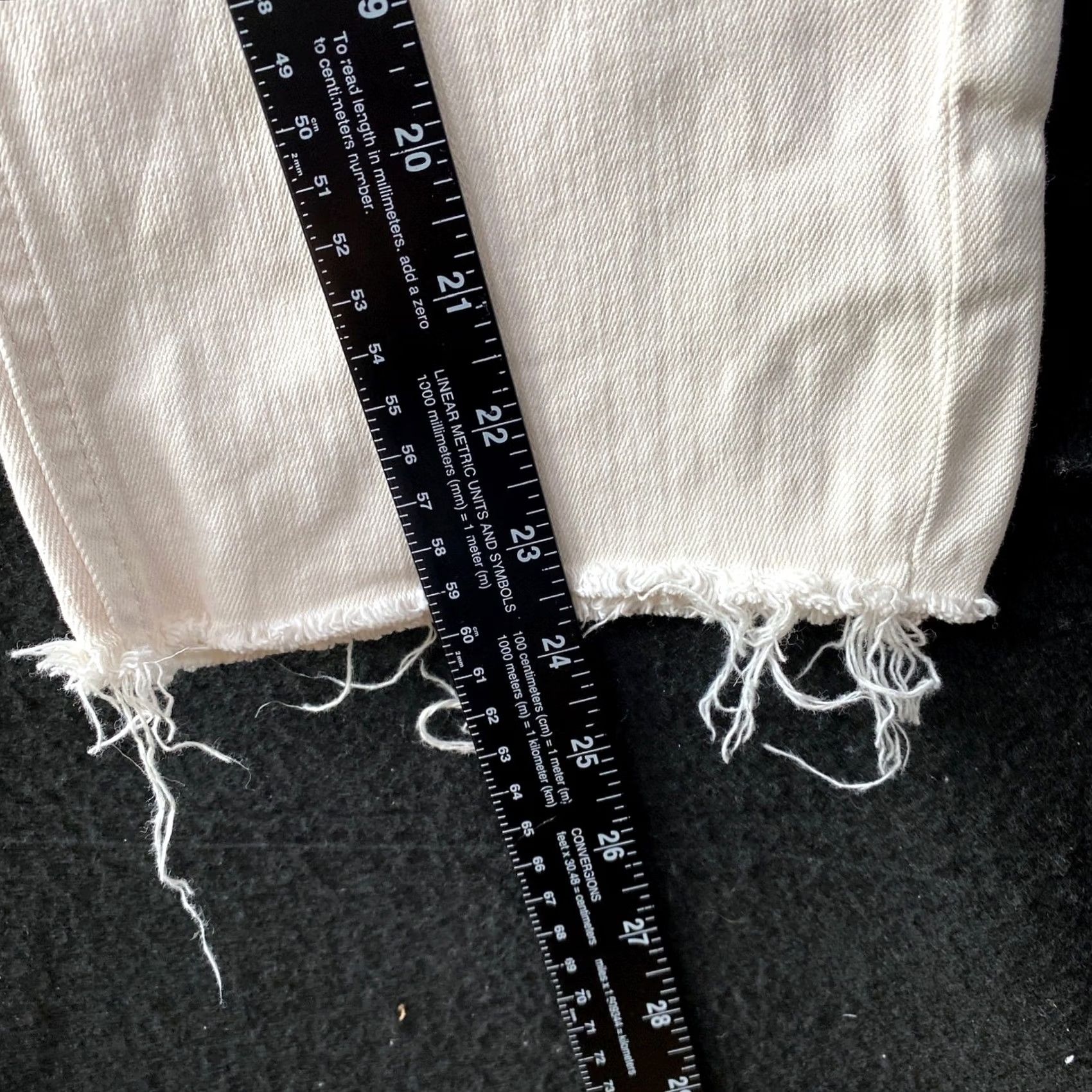 Express Express Womens Jeans Cream Denim Super High Rise Straight Leg Fringe Stretch 8 Size 30" / US 8 / IT 44 - 6 Thumbnail