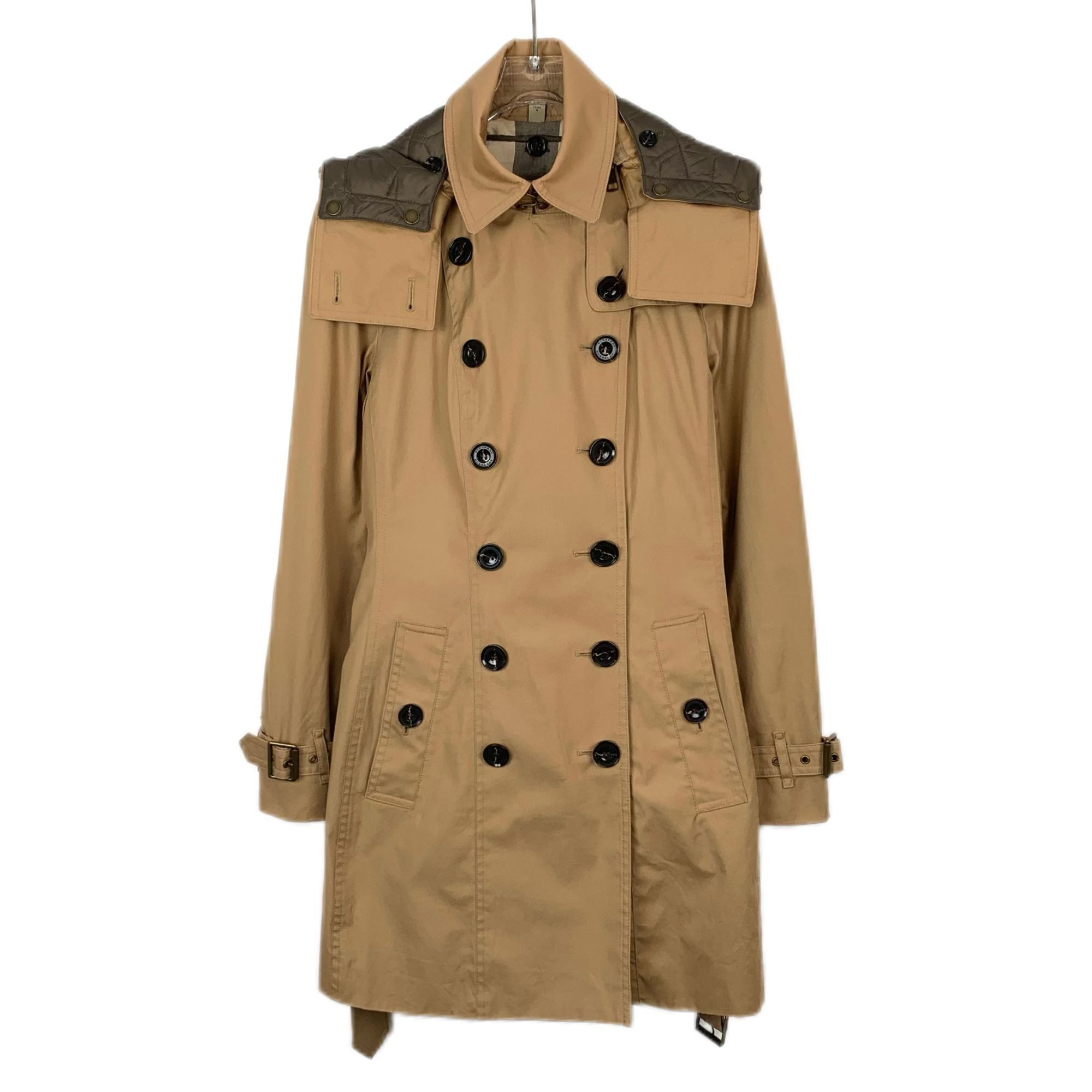 Burberry Burberry Brown Cotton Double-Breasted Hooded Trench Coat wit Size S / US 4 / IT 40 - 1 Thumbnail