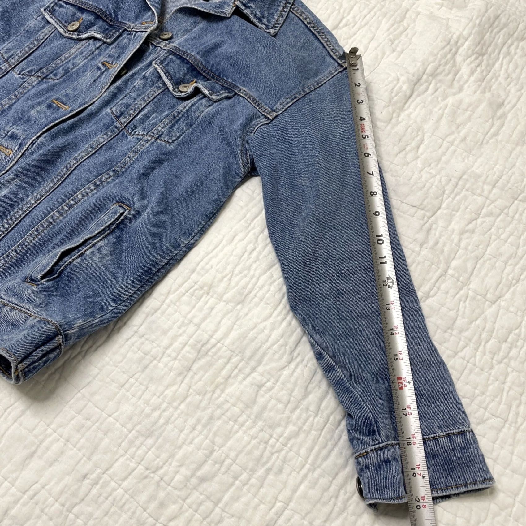 Bershka VINTAGE Bershka Denim Jean Jacket Oversized Boho Women XS-2XS Blue Distressed Jeans Jacket Ladies Small/Medium Denim Size 24" / US 00 / IT 34 - 7 Thumbnail
