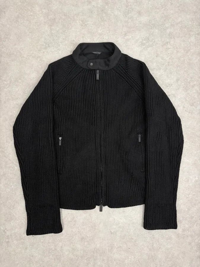 AW2007 Emporio Armani Black Premium Wool Biker Zip-up Sweater