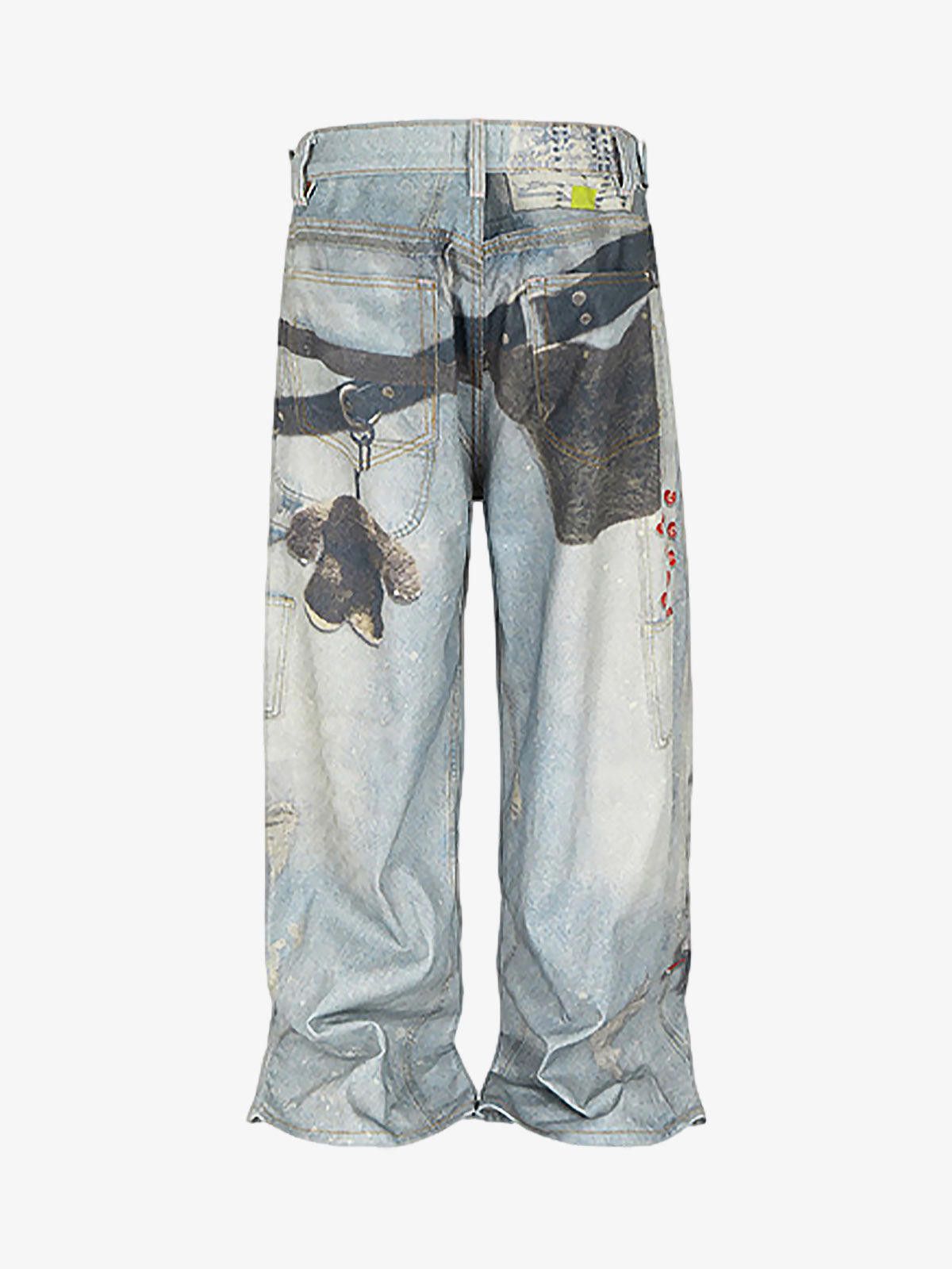 Jean Multi-Keychain Heart Digital Printed Jeans Size US 32 / EU 48 - 4 Thumbnail