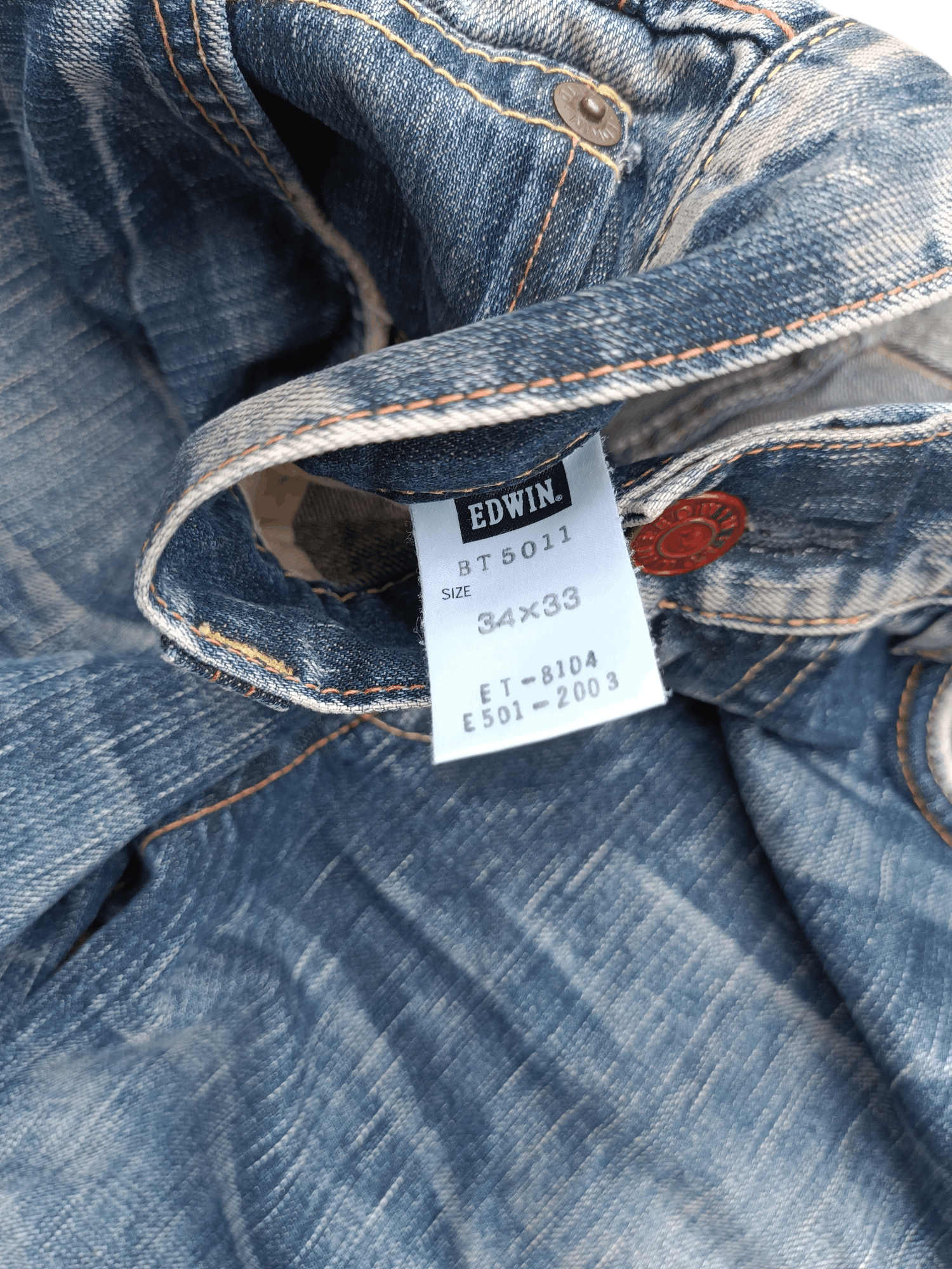 Beauty Beast Vintage Edwin 503 Loose Baggy Faded Dirty Style Denim Size US 34 / EU 50 - 9 Thumbnail