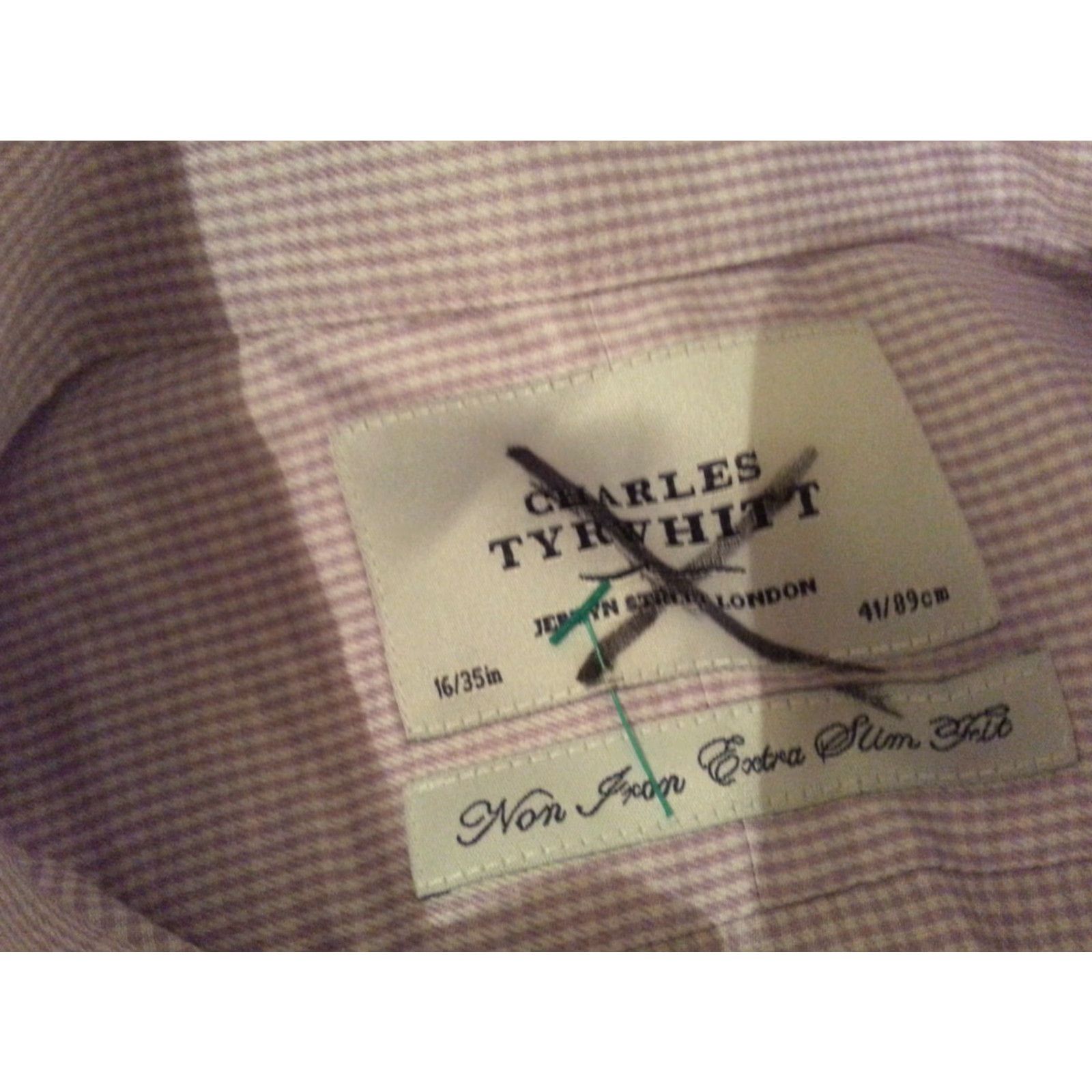 Charles Tyrwhitt VINTAGE Charles Tyrwhitt Dress Shirt 16 35 Slim Purple Cotton Mens Shirt Slim 16 35 Purple Dress Shirt Size 42R - 4 Thumbnail