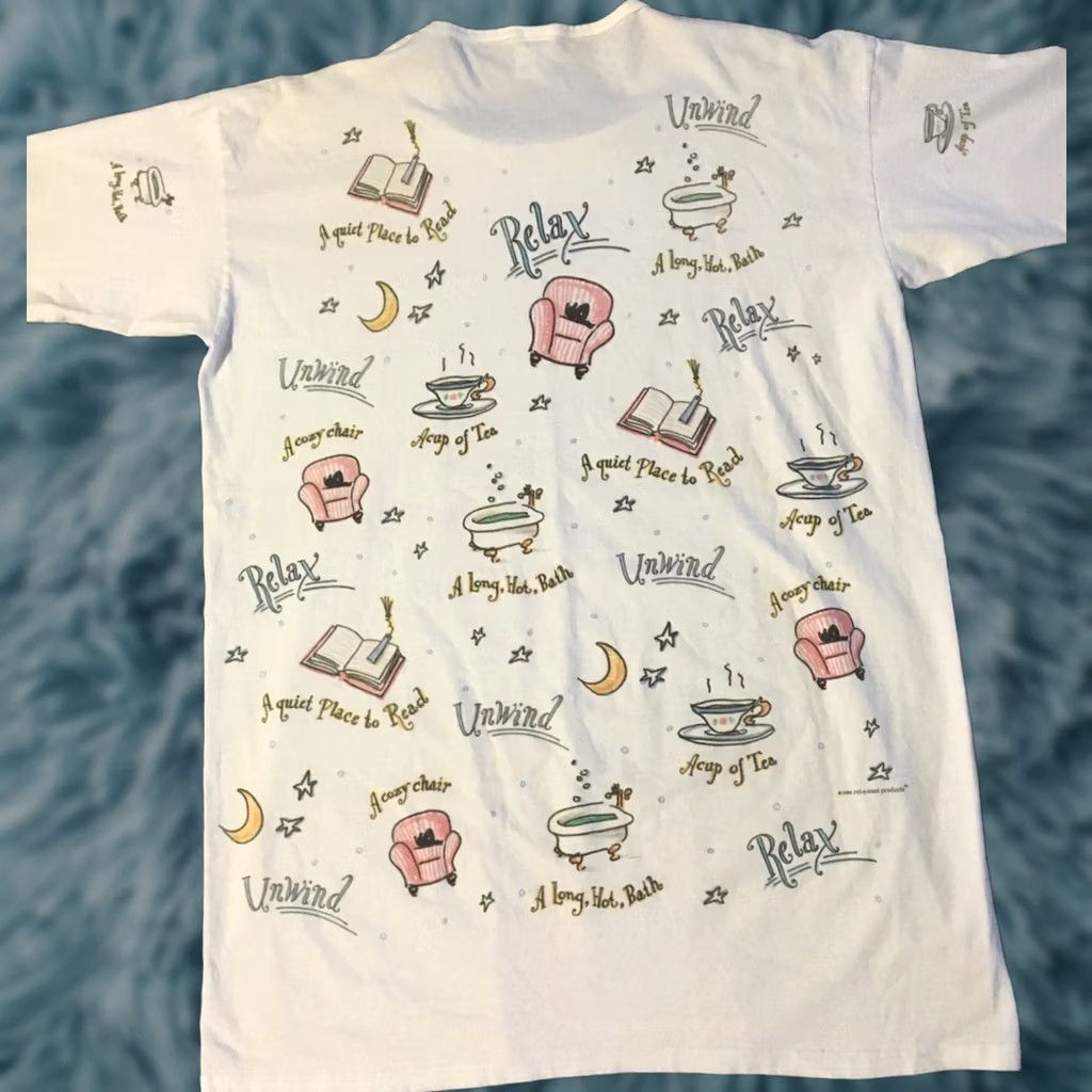 Gloverall VINTAGE Relevant Products Women T-Shirt Unwind Relax Sleeping Shirt White 90s Fun Funny Size ONE SIZE - 1 Thumbnail