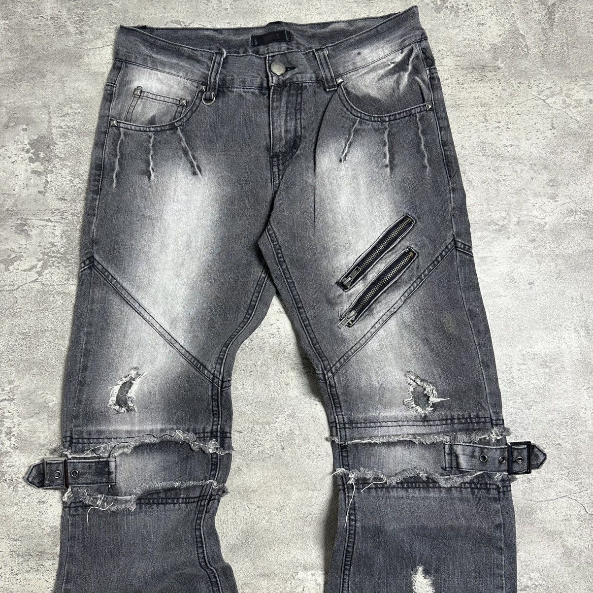 Japanese Brand Black Baccara Distressed Flared Bondage Pants Size US 32 / EU 48 - 5 Thumbnail
