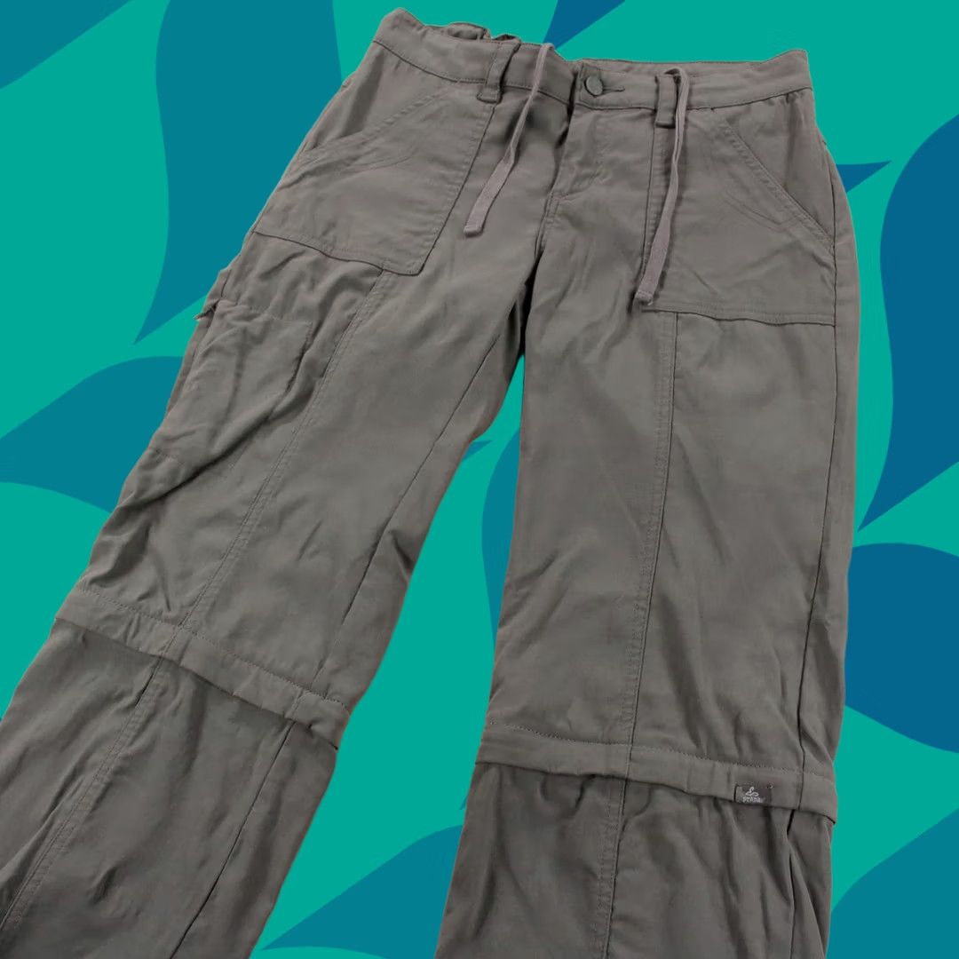 Prana prAna womens stretch nylon mid rise convertible cargo flare pants sz 8 climbing Size 30" / US 8 / IT 44 - 1 Thumbnail
