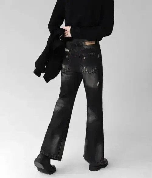 Japanese Brand Smoky gray distressed micro-flared denim trousers Size US 32 / EU 48 - 6 Thumbnail