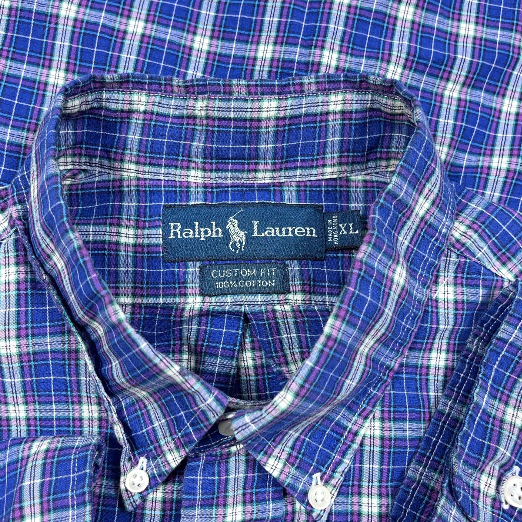 Ralph Lauren Ralph Lauren Shirt Men XL Custom Fit Blue Plaid Button-Up Tartan Dress Poplin Regular Size 46R - 3 Thumbnail