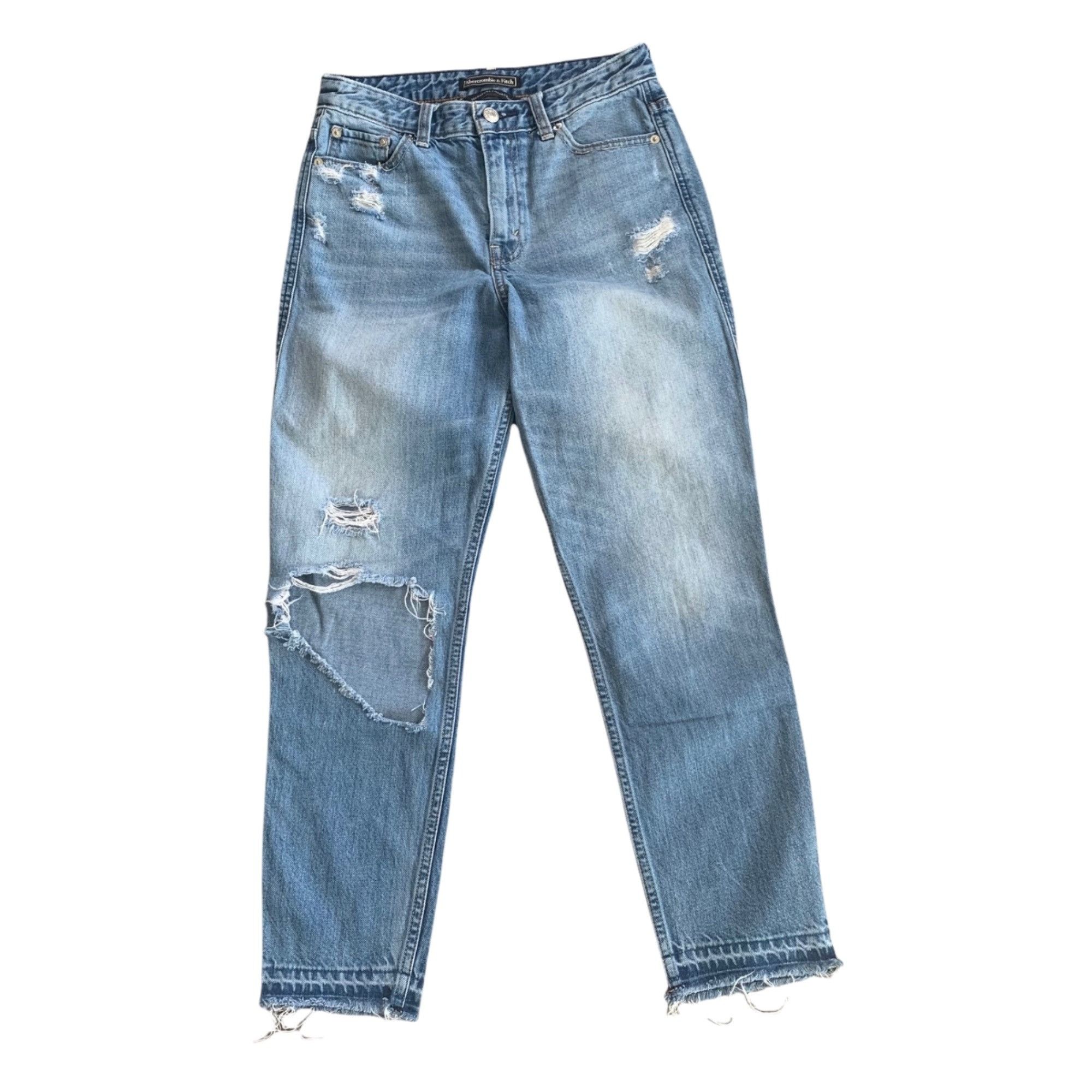 Abercrombie & Fitch Abercrombie & Fitch Medium Wash Denim Raw Hem Distressed Cap Size 25" / US 0 / IT 36 - 3 Thumbnail