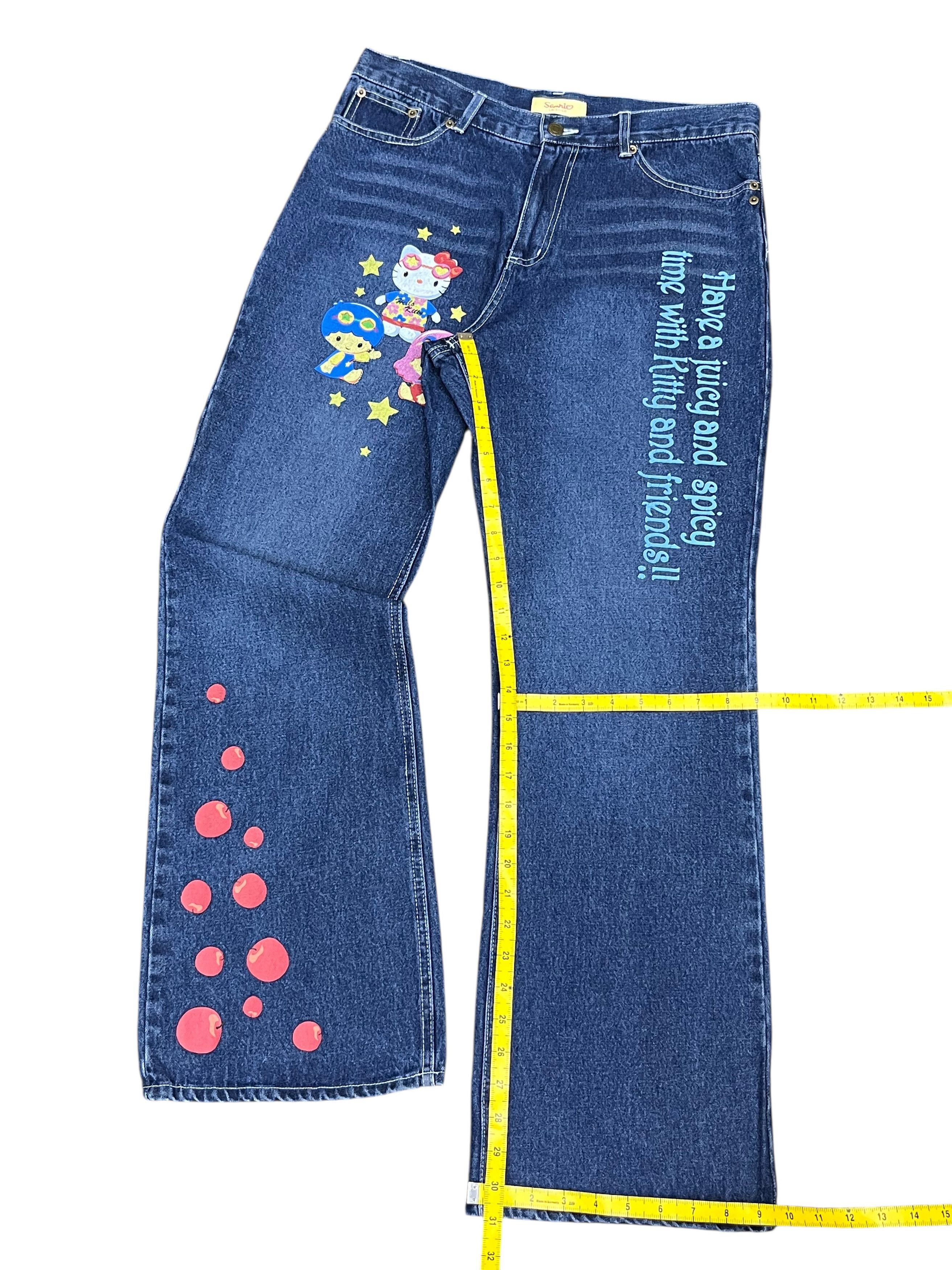 Cartoon Network Vintage Sanrio Hello Kitty Flare Jeans W30 Japan Only Rare Size US 31 - 12 Thumbnail