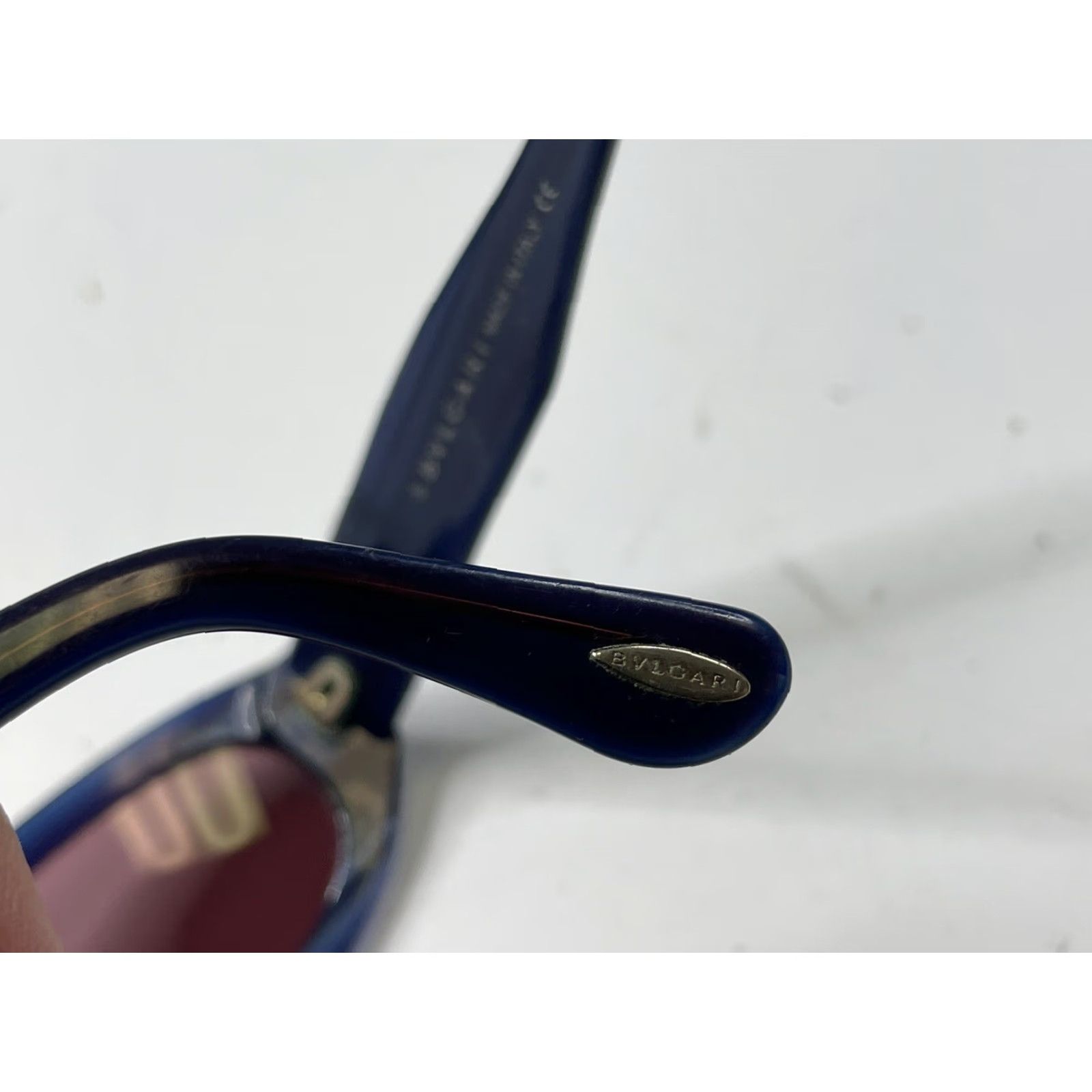 Bvlgari BVLGARI Womens Sunglasses Designer Blue 822 Rectangle 1990s Y2K Vintage Back square logo glued Size ONE SIZE - 4 Thumbnail
