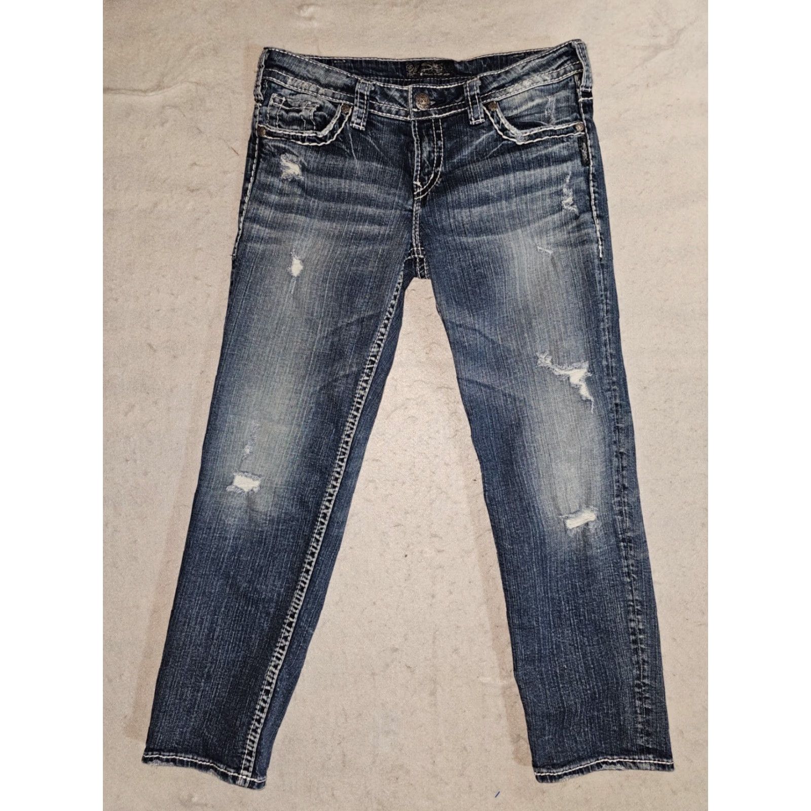 Silver Jeans Co. Silver Jeans Signature Aiko Crop Jeans Women's Sz 30x25 Blue Denim Medium Wash Size 30" / US 8 / IT 44 - 2 Thumbnail