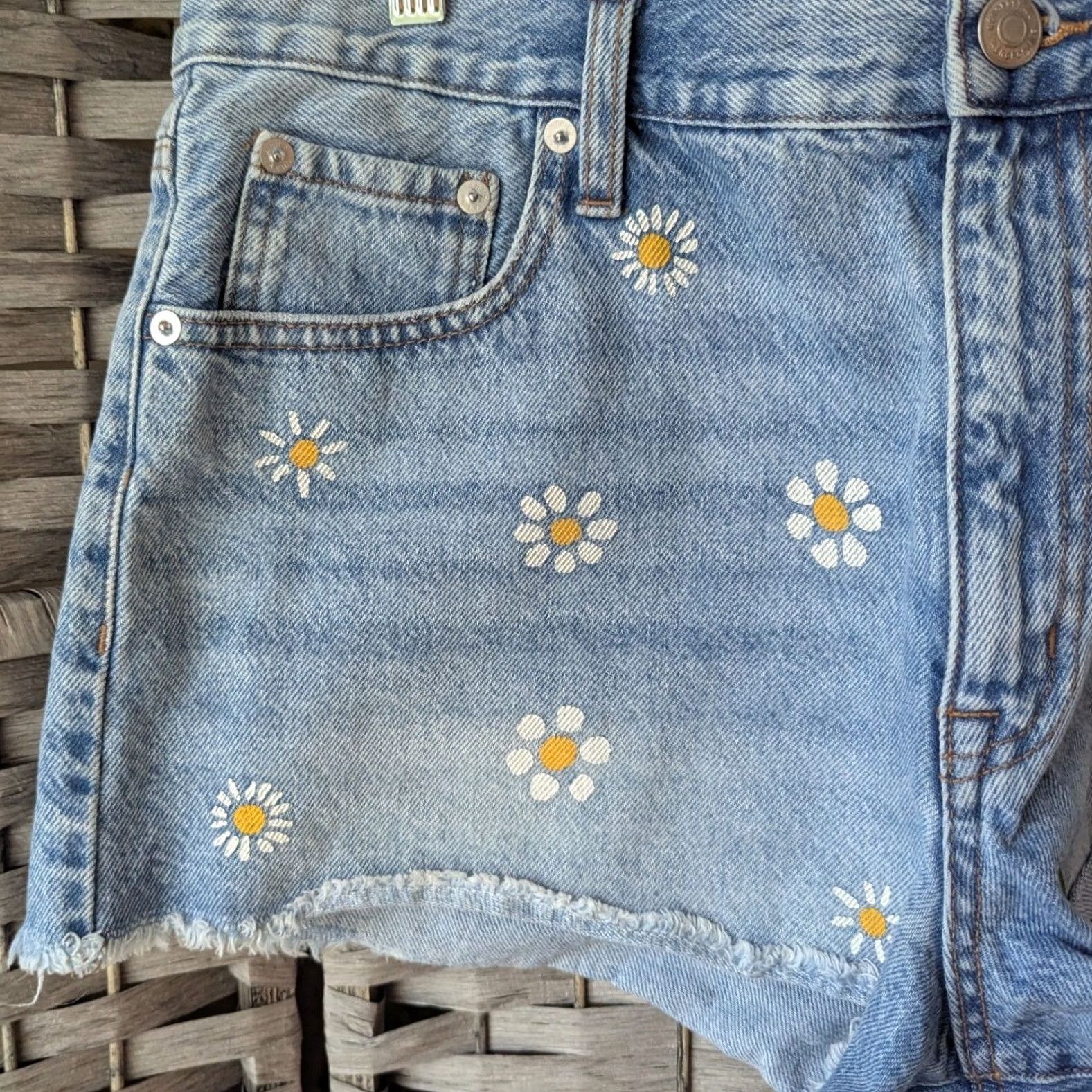 Aeropostale Aeropostale Shorts Vintage High Rise Shorty Daisy Watermelon Embroidered Raw Hem Sz 14W Blue 14W Womens Shorts Size 24" / US 00 / IT 34 - 3 Thumbnail