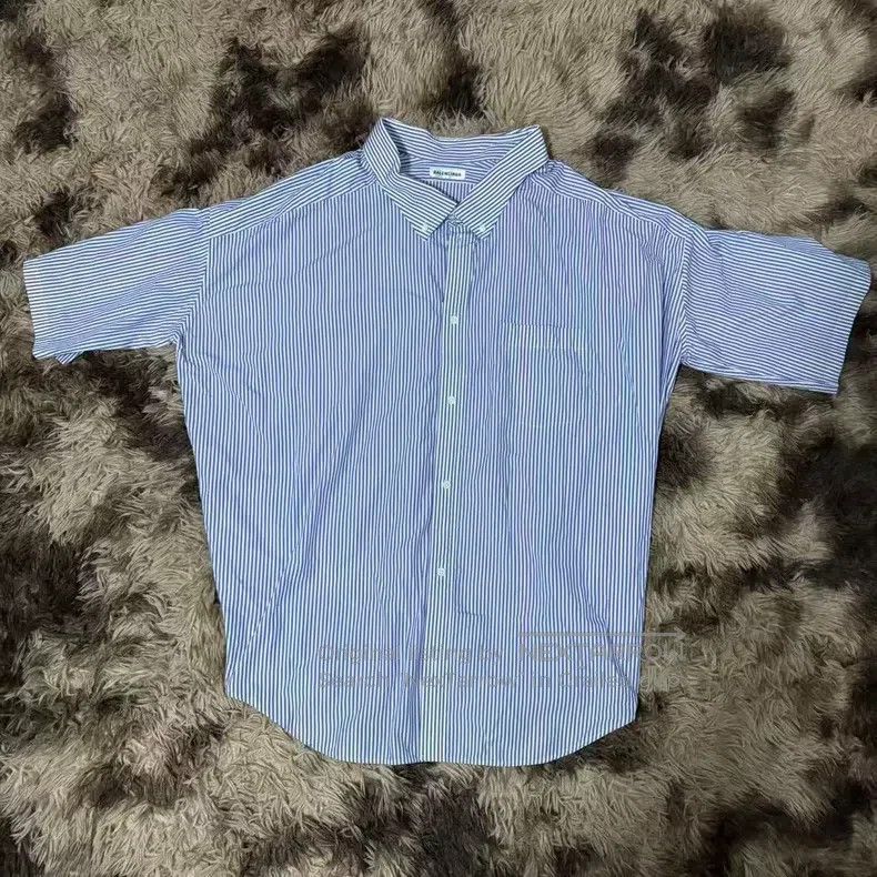 Balenciaga Balenciaga Fresh Blue and White Striped Back Logo Short Sl Size XXS / US 00 / IT 34 - 1 Thumbnail