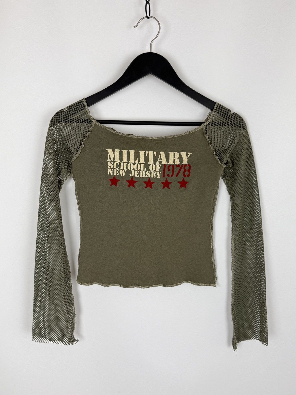 Vintage Y2K Vintage Military School NJ Mesh Sleeves Cotton Top XS Size XS / US 0-2 / IT 36-38 - 3 Thumbnail