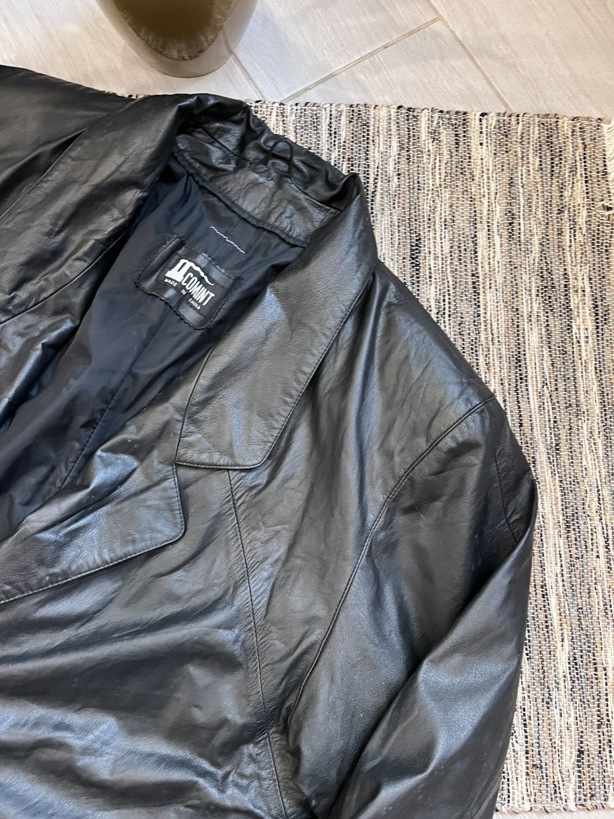 Vintage Vintage Comint Leather Coat Jacket Black minimalistic retro Size US XL / EU 56 / 4 - 8 Thumbnail