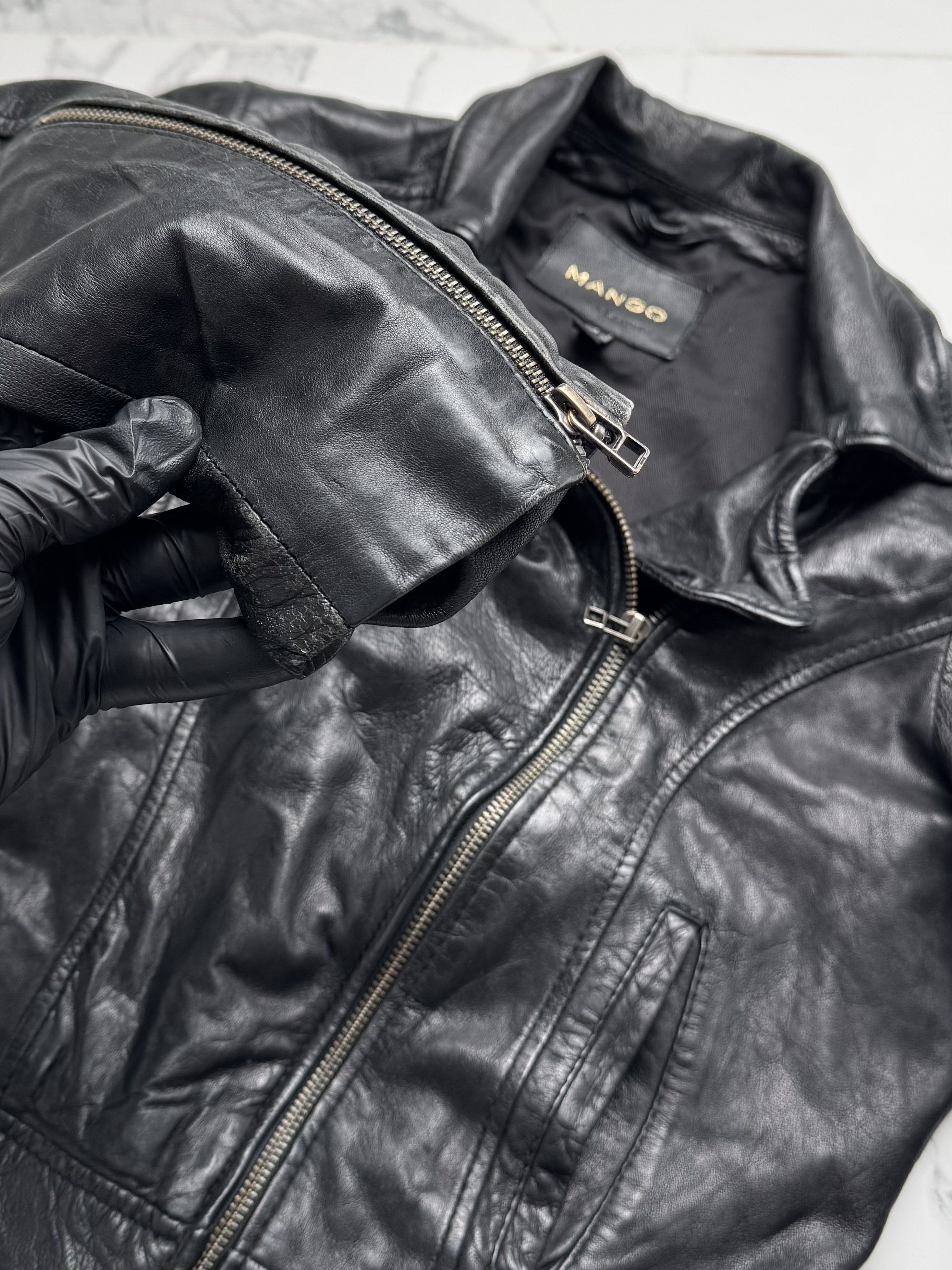 Genuine Leather Y2K Leather Biker Jacket Womens Cropped Moto Slim Fit Zip Size XS / US 0-2 / IT 36-38 - 7 Thumbnail