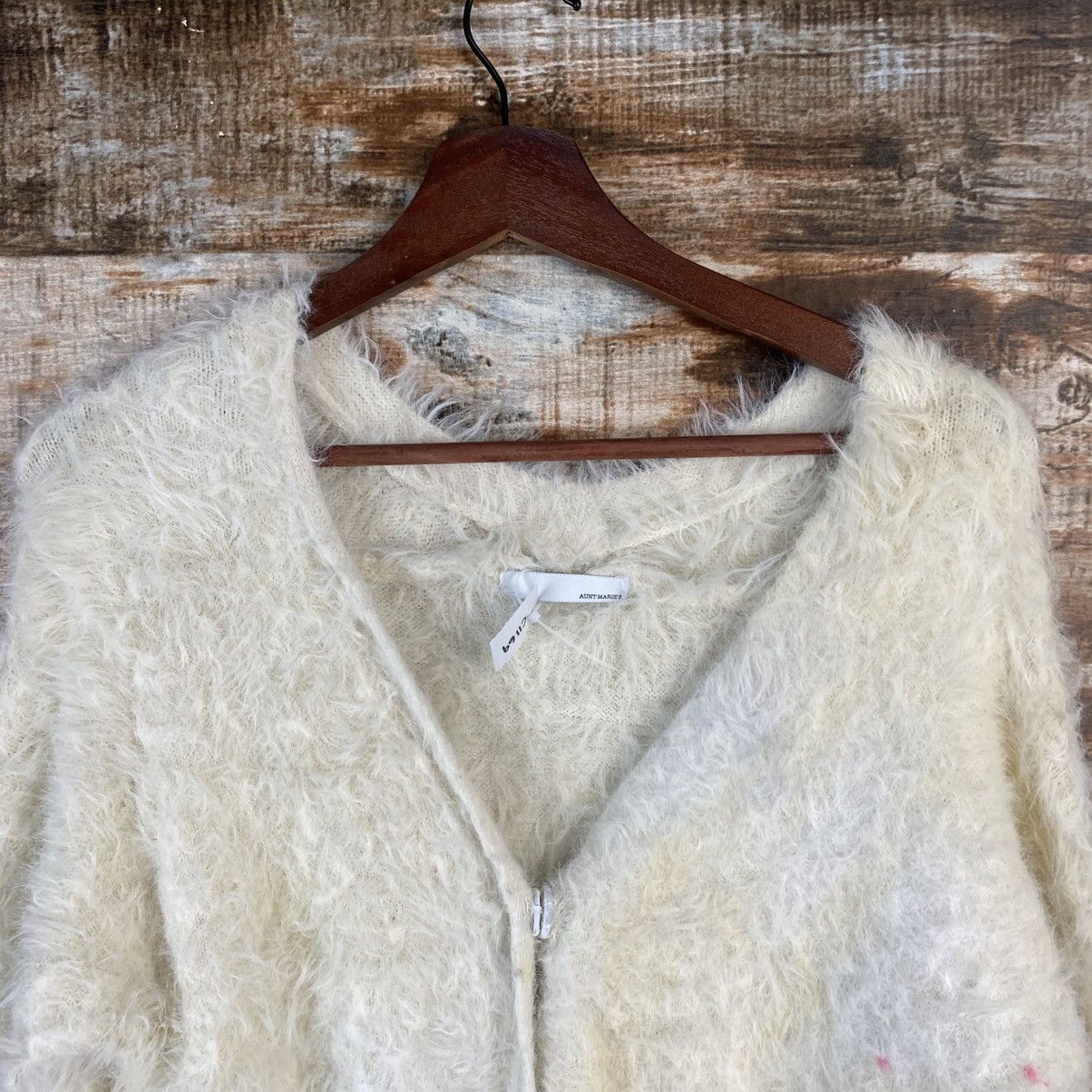 Vintage DL Aunt Maries White Mohair Cardigan Knitwear #C1169 Size M / US 6-8 / IT 42-44 - 4 Thumbnail