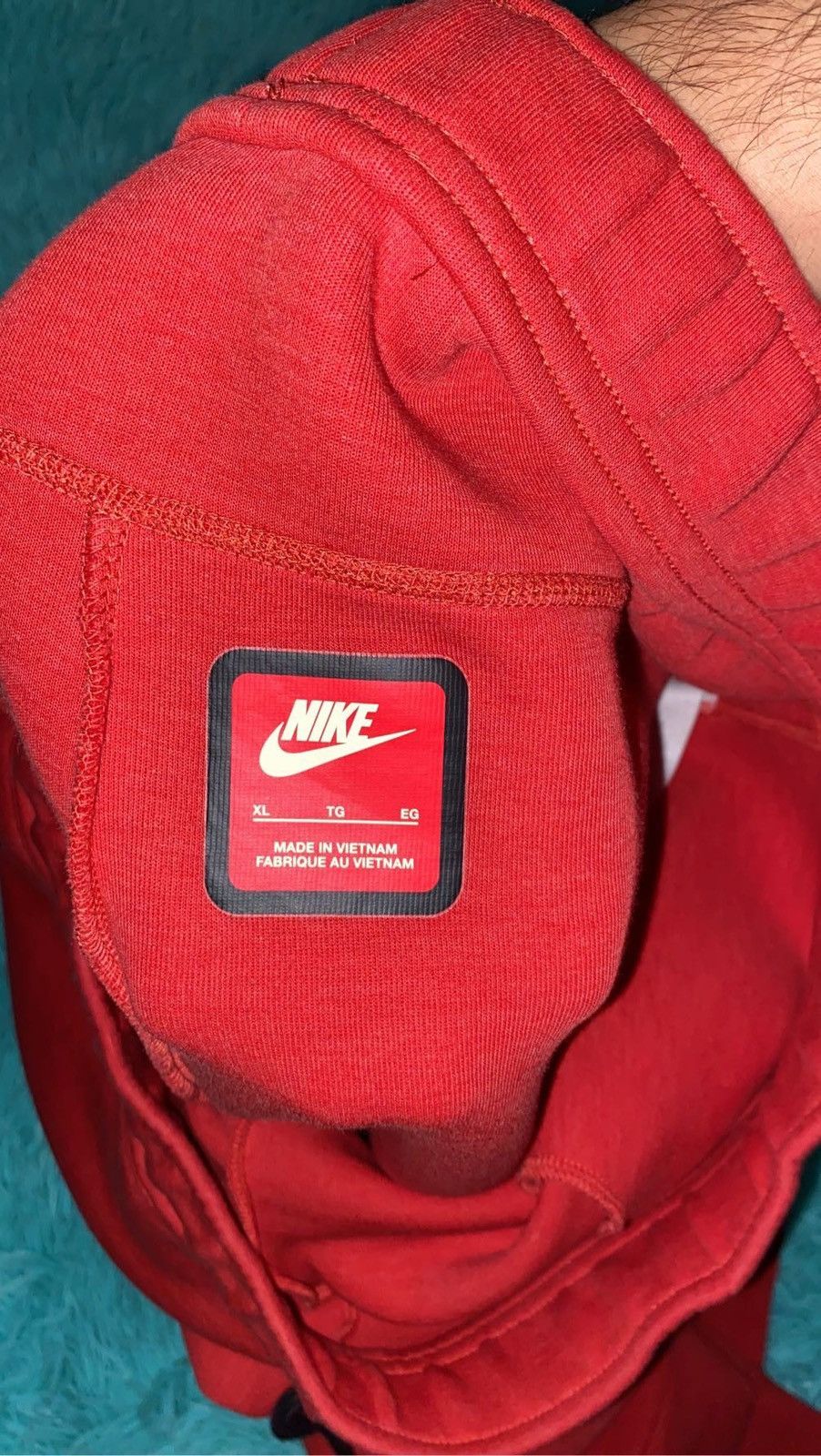 Designer × Nike New Nike tech fleece red sweatpants/joggers Size US 35 - 5 Thumbnail