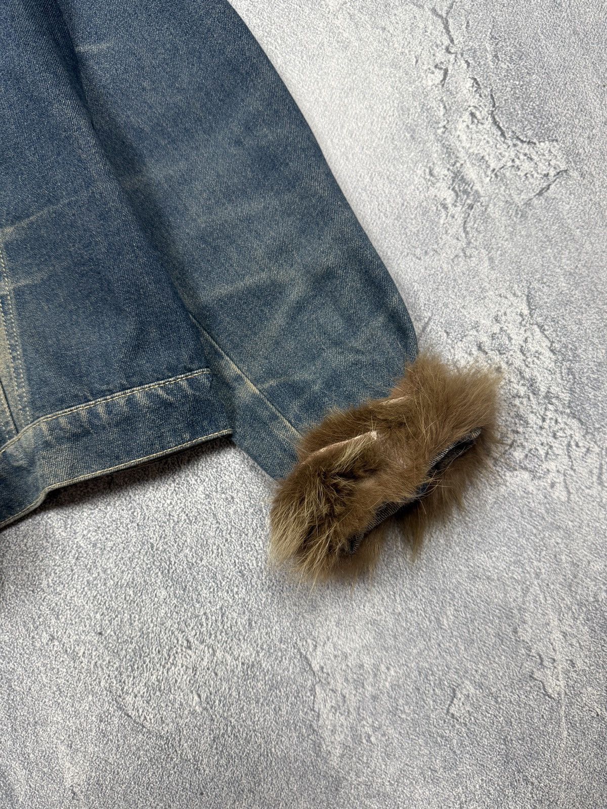 If Six Was Nine Y2K Paris Denim Jacket with Fluffy Fur Size M / US 6-8 / IT 42-44 - 6 Thumbnail