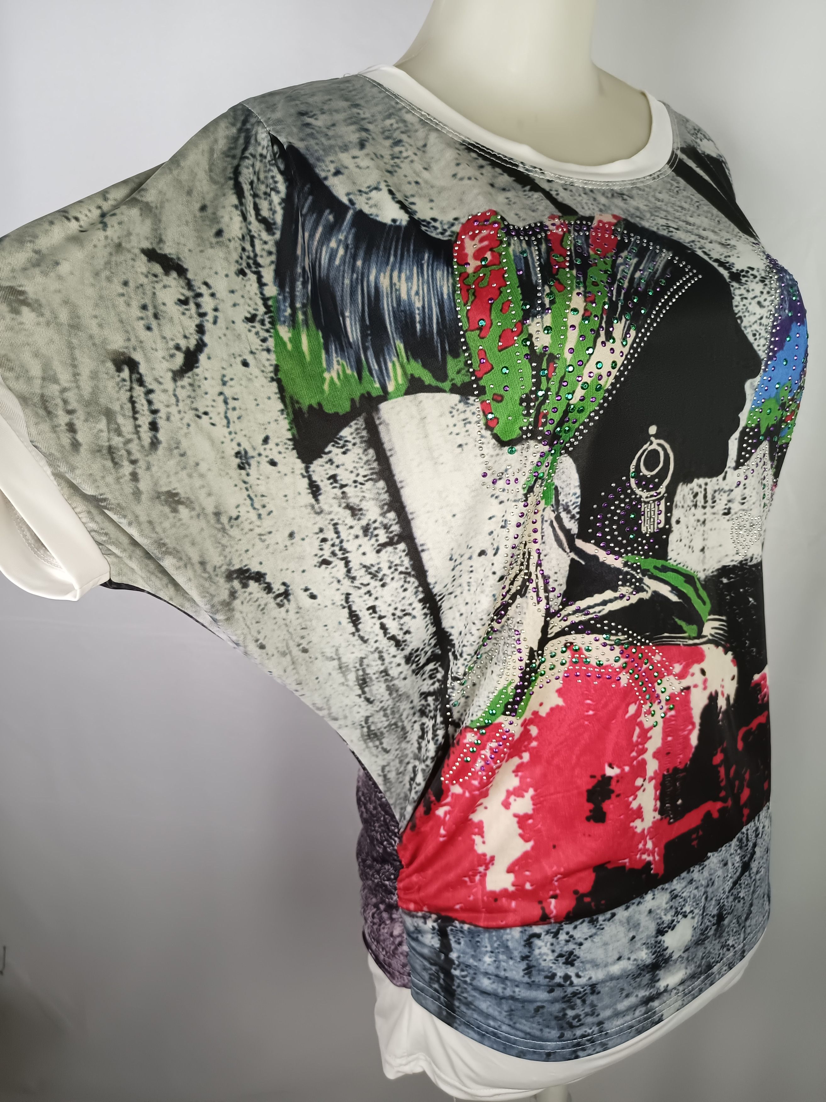 Vintage Adolfo Women's Printed Jersey T-Shirt Size M / US 6-8 / IT 42-44 - 13 Thumbnail
