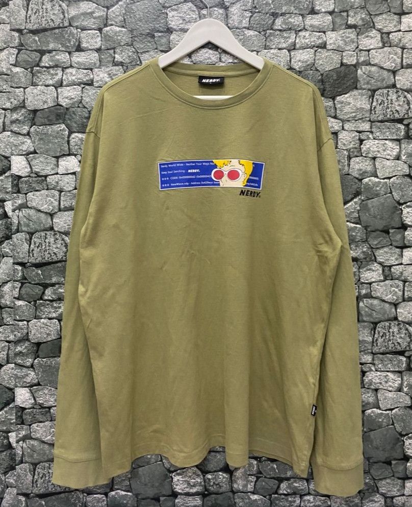 NERDY Vintage Nerdy World Wide Long Sleeve Shirt Size US L / EU 52-54 / 3 - 1 Thumbnail