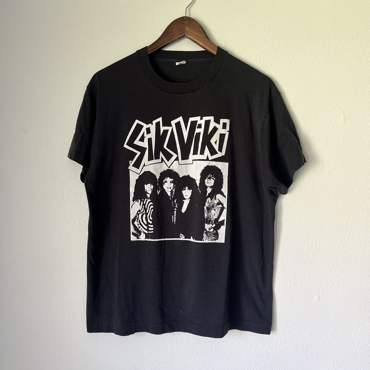 image of Band Tees x Vintage Sik Vikki 1988 Band Tee in Black, Men's (Size Large)