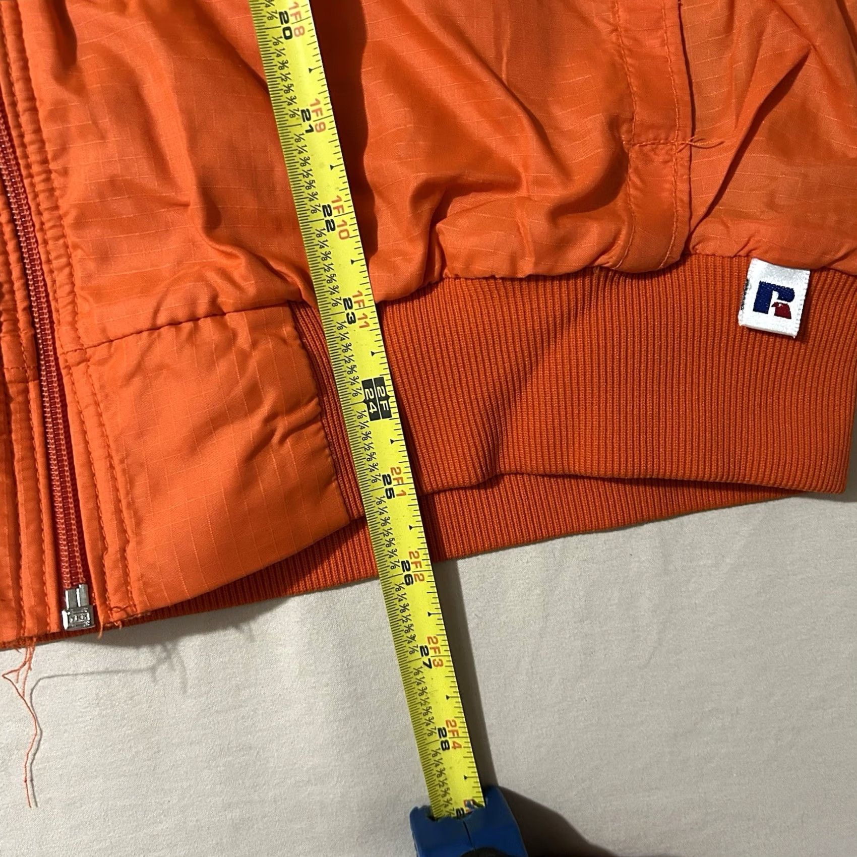 Russell Athletic VINTAGE Russell Athletic Bomber Jacket Orange Large 80s Waffle Knit Lined Nylon Men’s L Size US L / EU 52-54 / 3 - 6 Thumbnail