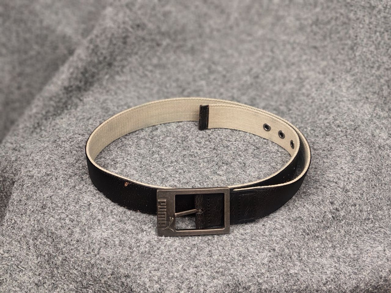 Puma Vintage Puma Logo Dark Brown Canvas Belt Y2K Style Size ONE SIZE - 2 Thumbnail