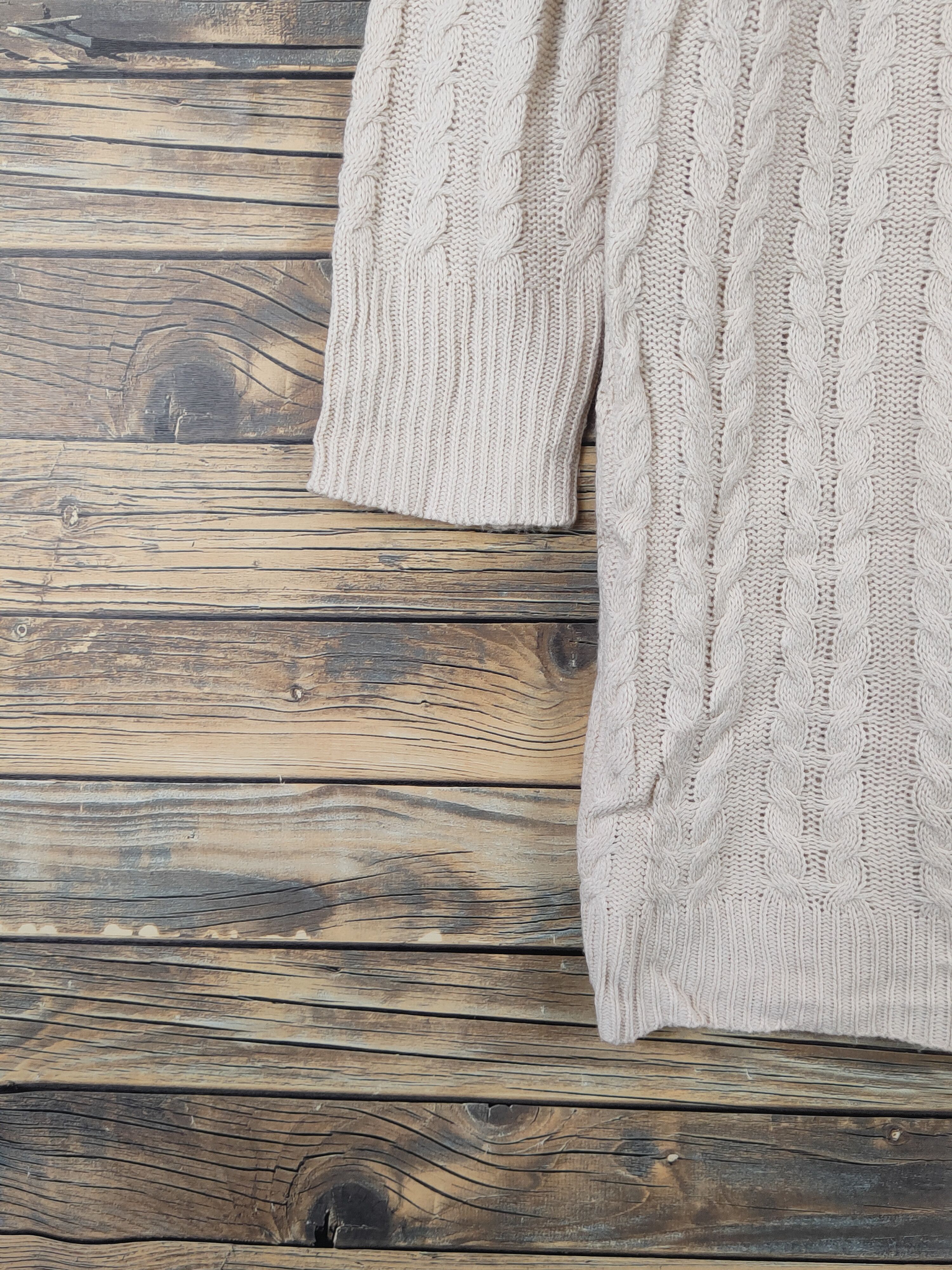 Aran Isles Knitwear Earth Music & Ecology Beige Knitwear Long Sweatshirts #W1140 Size XL / US 12-14 / IT 48-50 - 4 Thumbnail