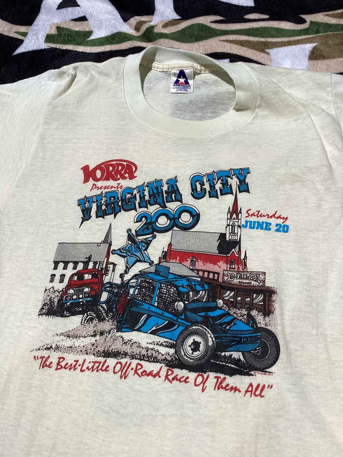 NASCAR × Vintage Vtg 1987 Virginia city 200 off-road race single stitch tee Size US L / EU 52-54 / 3 - 2 Thumbnail