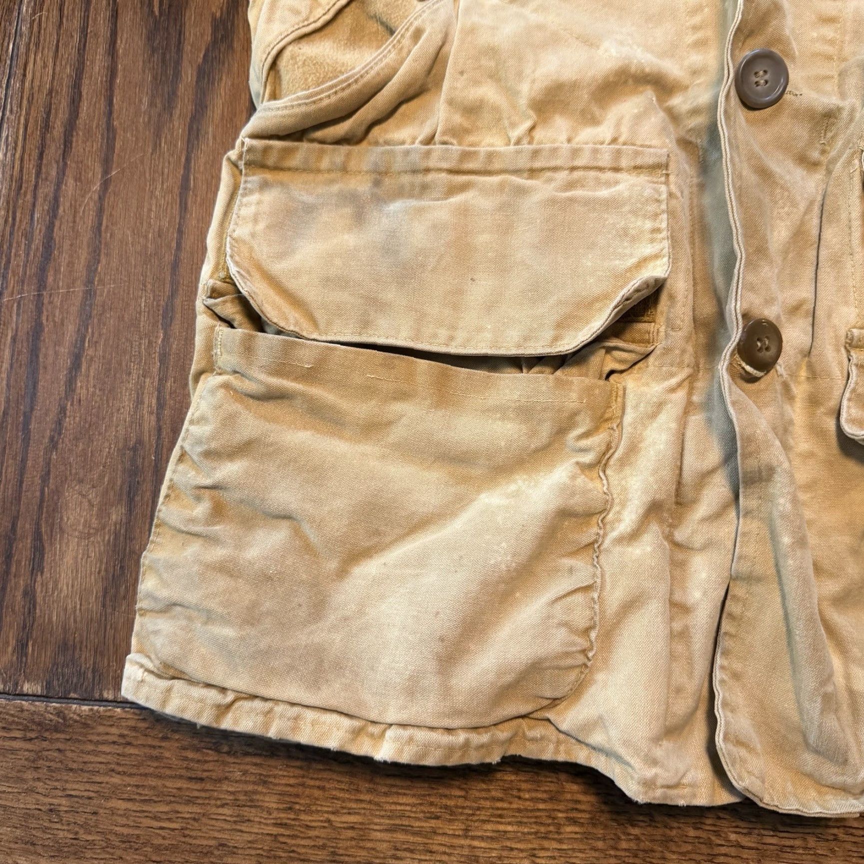 Vintage VINTAGE Red Head Canvas Hunting Jacket Game Pouch BONE DRY Large Coat 1930s 30s Beige Mens Jacket Size US L / EU 52-54 / 3 - 5 Thumbnail