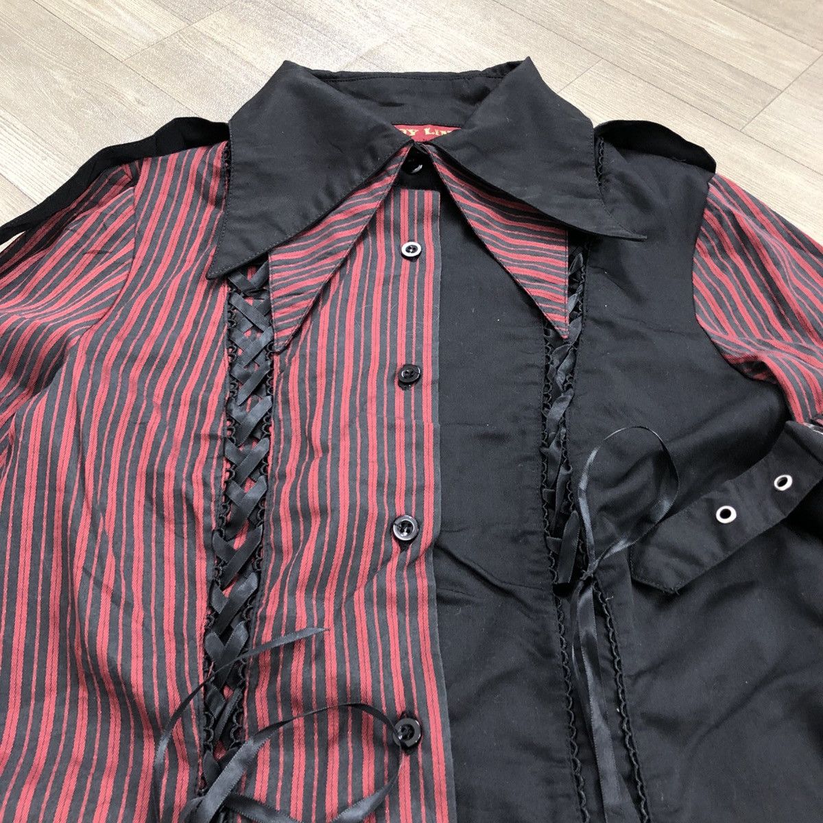 14th Addiction × If Six Was Nine × Le Grande Bleu (L.G.B.) 2000s Body Linr Bondage Punk LGB GOA Striped Button Up Size US M / EU 48-50 / 2 - 3 Thumbnail