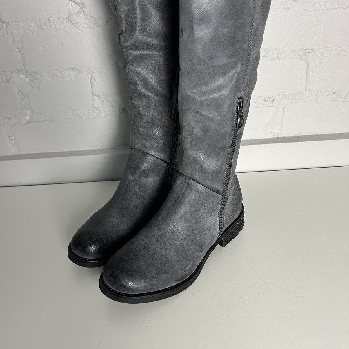 Vintage Dark grey distressed vintage biker boxing boots Size US 8 / IT 38 - 4 Thumbnail