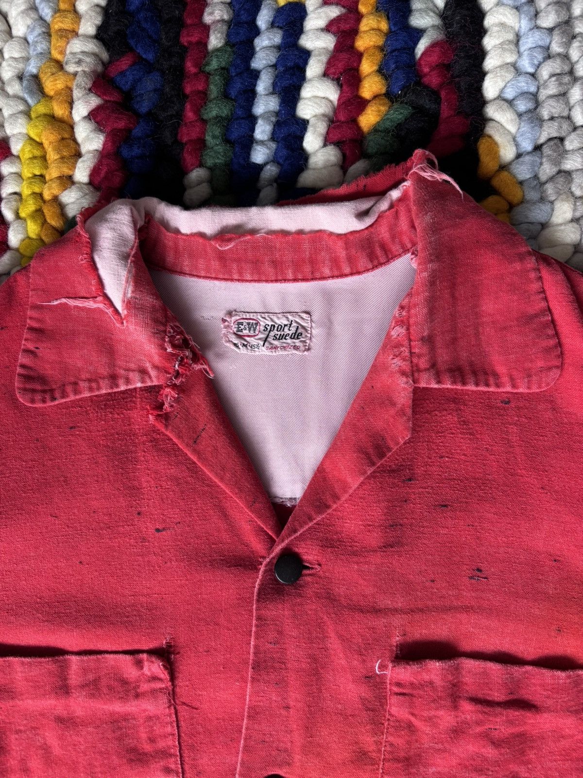 Japanese Brand 1950s Camp Collar Suede Button Up E &W Brand Size US M / EU 48-50 / 2 - 2 Thumbnail