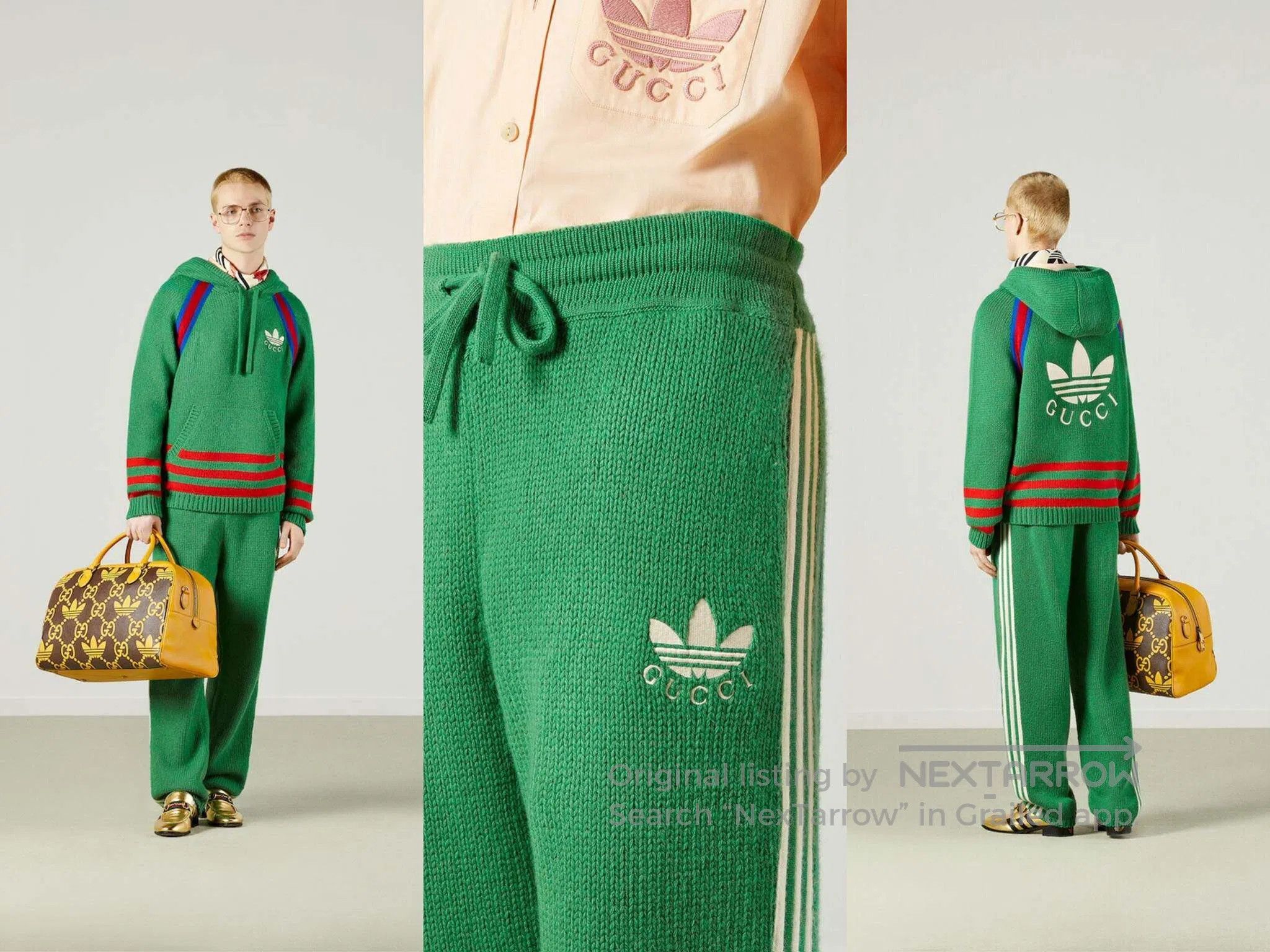 Gucci Guicci size XL Green Wool Knit Striped Trousers Size US 27 - 4 Thumbnail