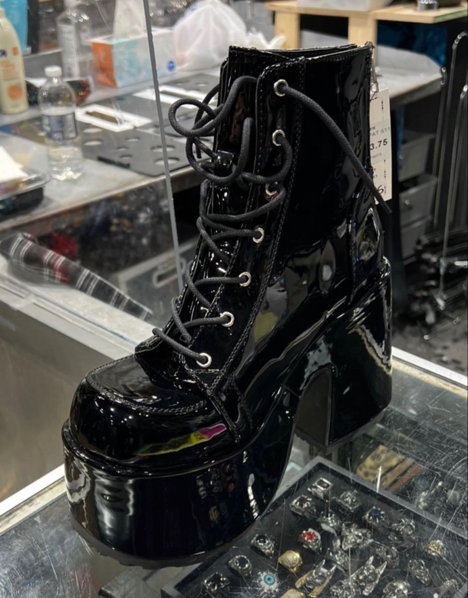 Demonia Cult Demonia Avant Garde Black Platform Hi Boots 10US Punk Grunge Size US 10 / IT 40 - 9 Thumbnail